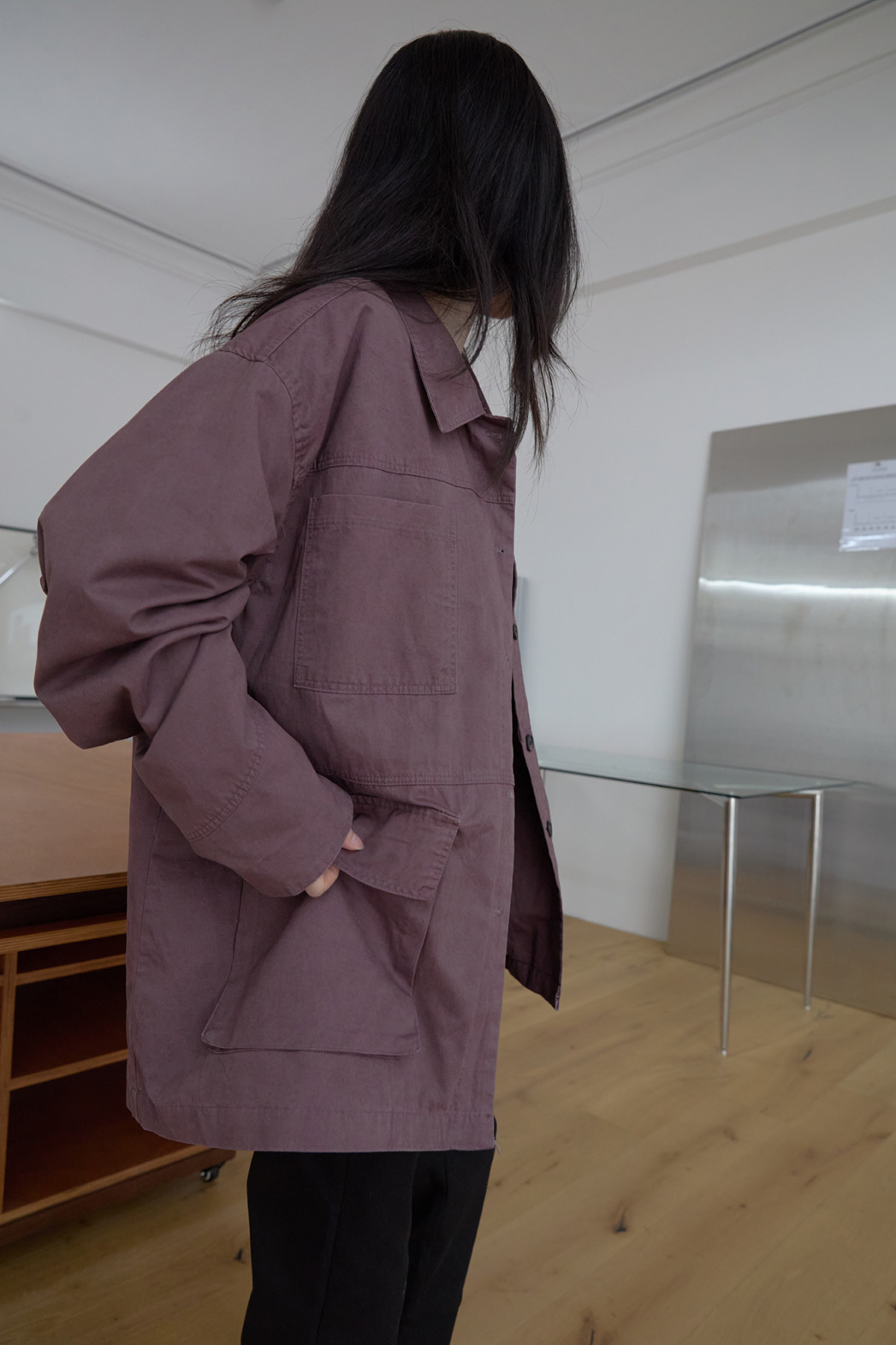 コットンボタンポケットオーバーサイズルーズ無地ジャケットFW | 詳細画像5