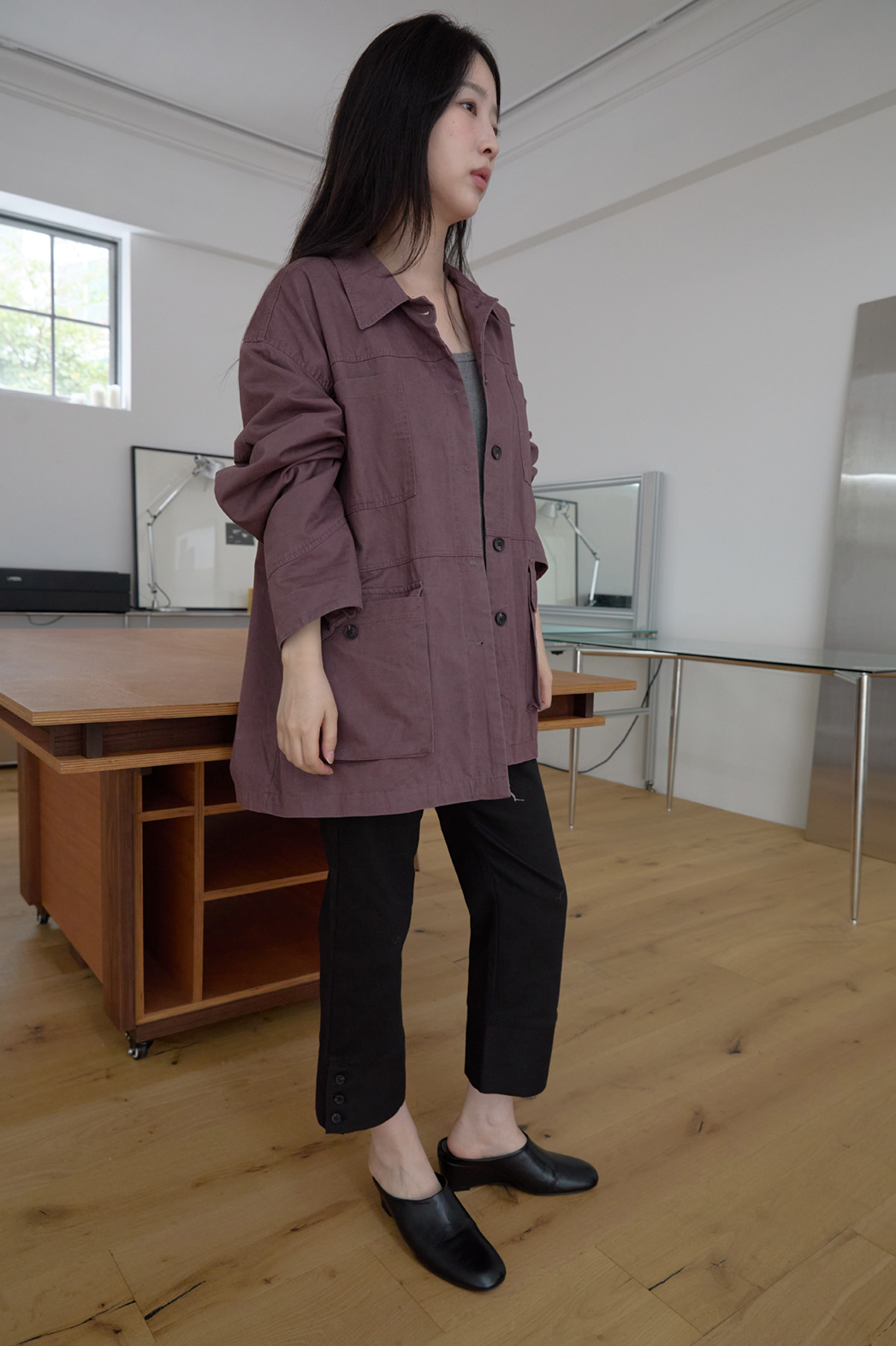 コットンボタンポケットオーバーサイズルーズ無地ジャケットFW | 詳細画像7