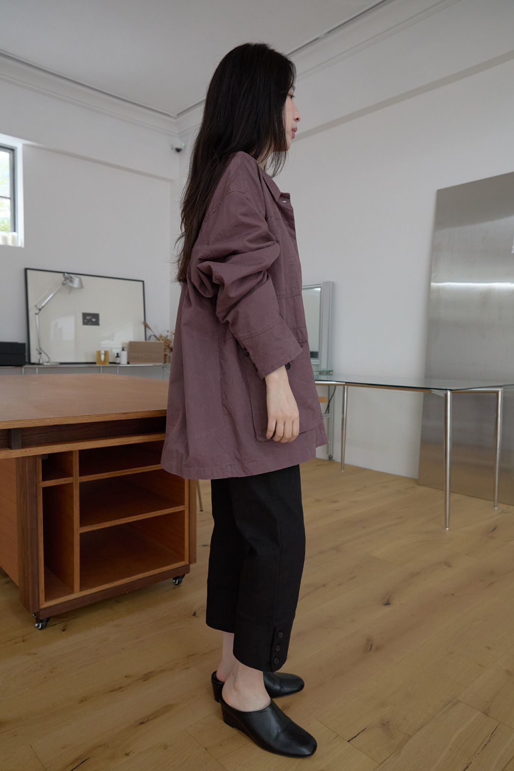 コットンボタンポケットオーバーサイズルーズ無地ジャケットFW | 詳細画像8
