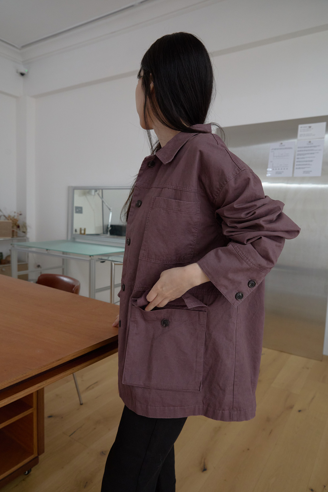 コットンボタンポケットオーバーサイズルーズ無地ジャケットFW | 詳細画像10