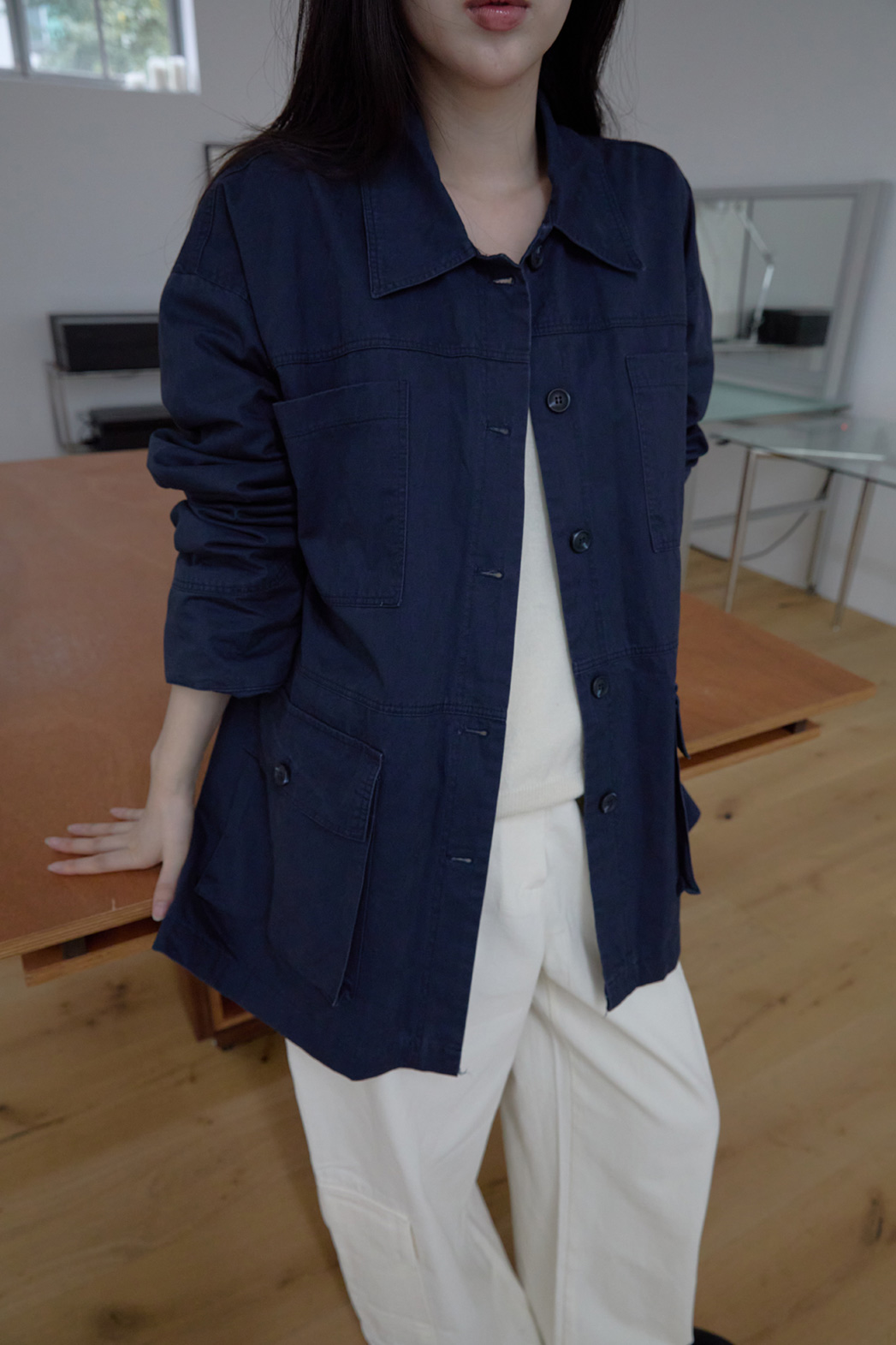 コットンボタンポケットオーバーサイズルーズ無地ジャケットFW | 詳細画像22