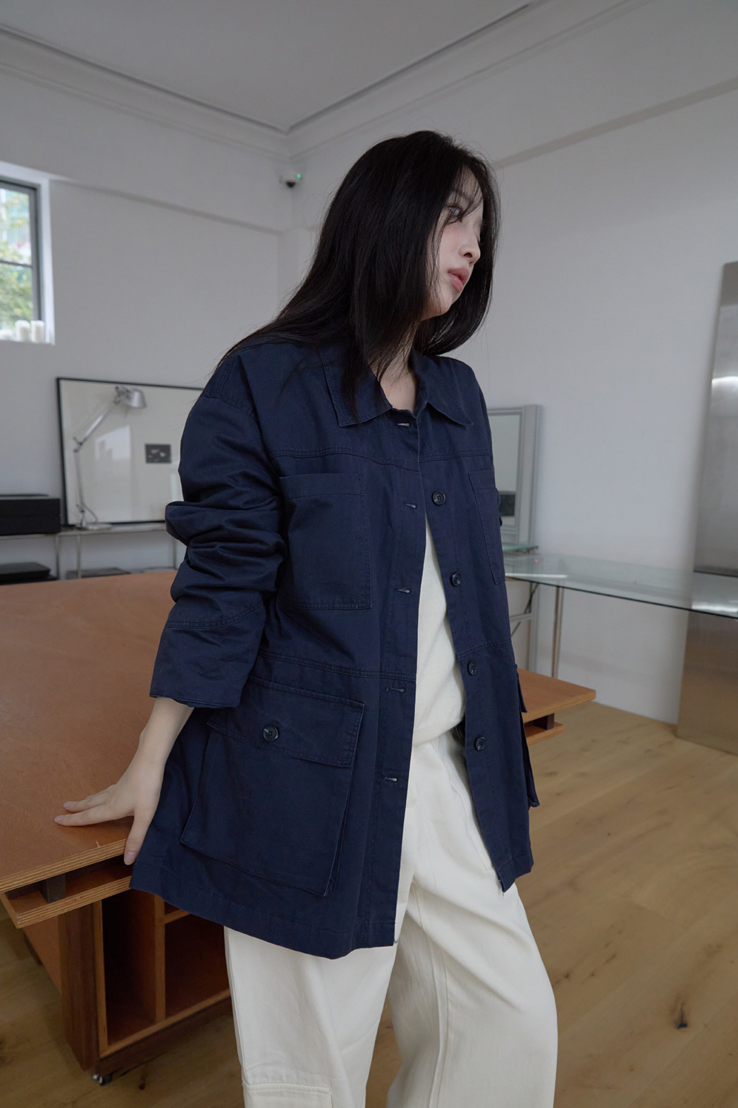 コットンボタンポケットオーバーサイズルーズ無地ジャケットFW | 詳細画像23