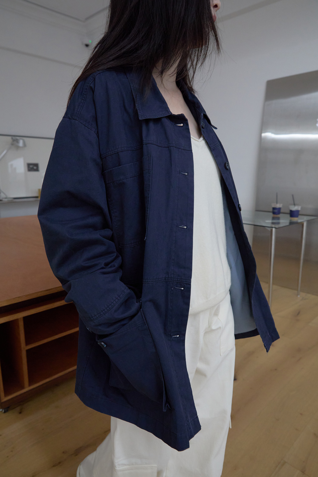 コットンボタンポケットオーバーサイズルーズ無地ジャケットFW | 詳細画像29