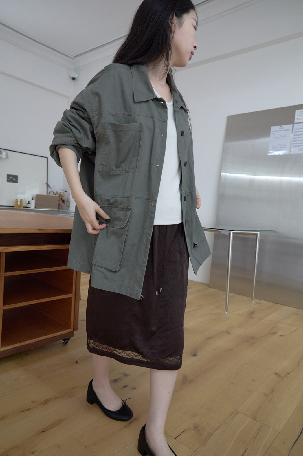 コットンボタンポケットオーバーサイズルーズ無地ジャケットFW | 詳細画像30