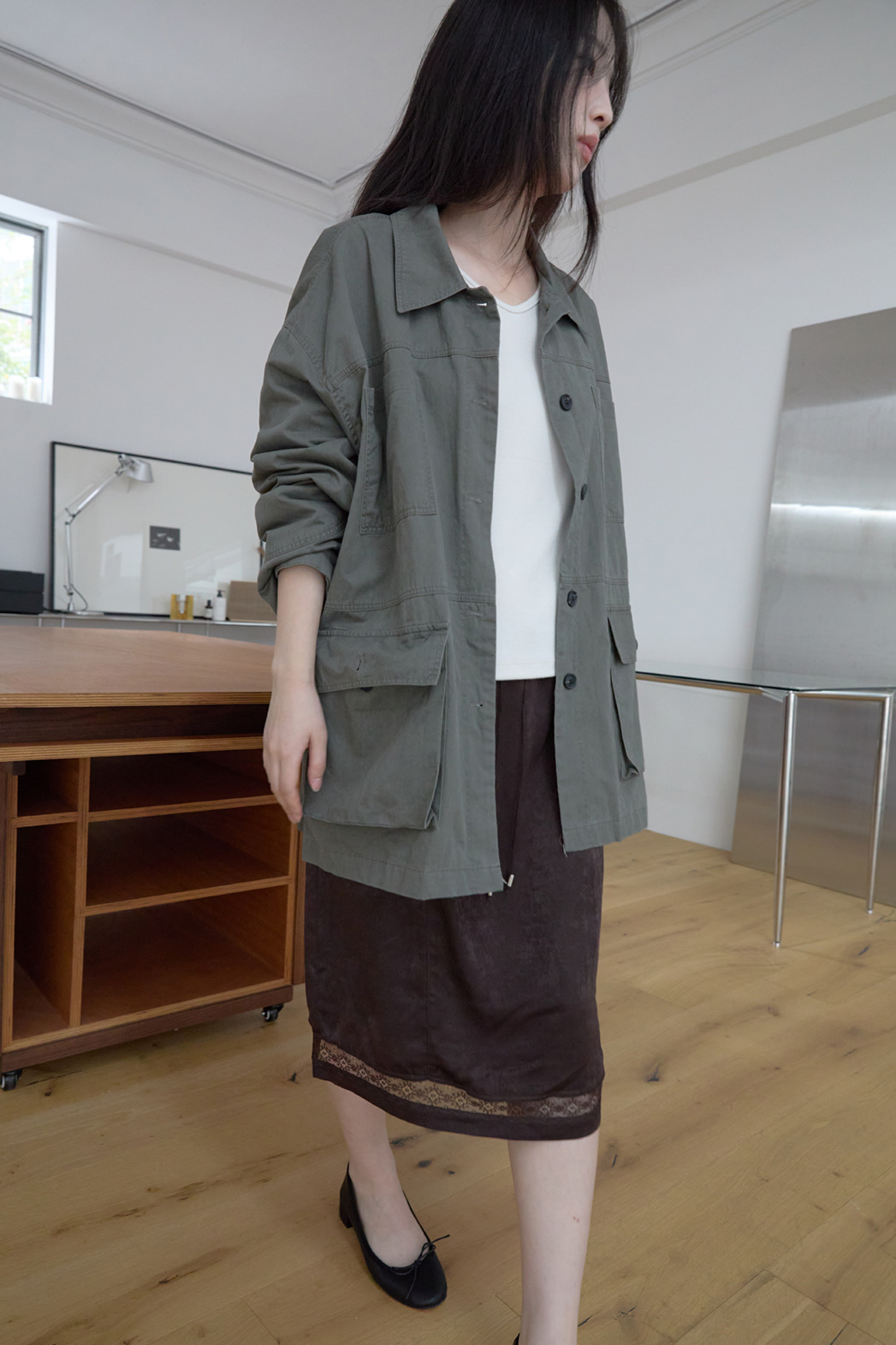 コットンボタンポケットオーバーサイズルーズ無地ジャケットFW | 詳細画像37