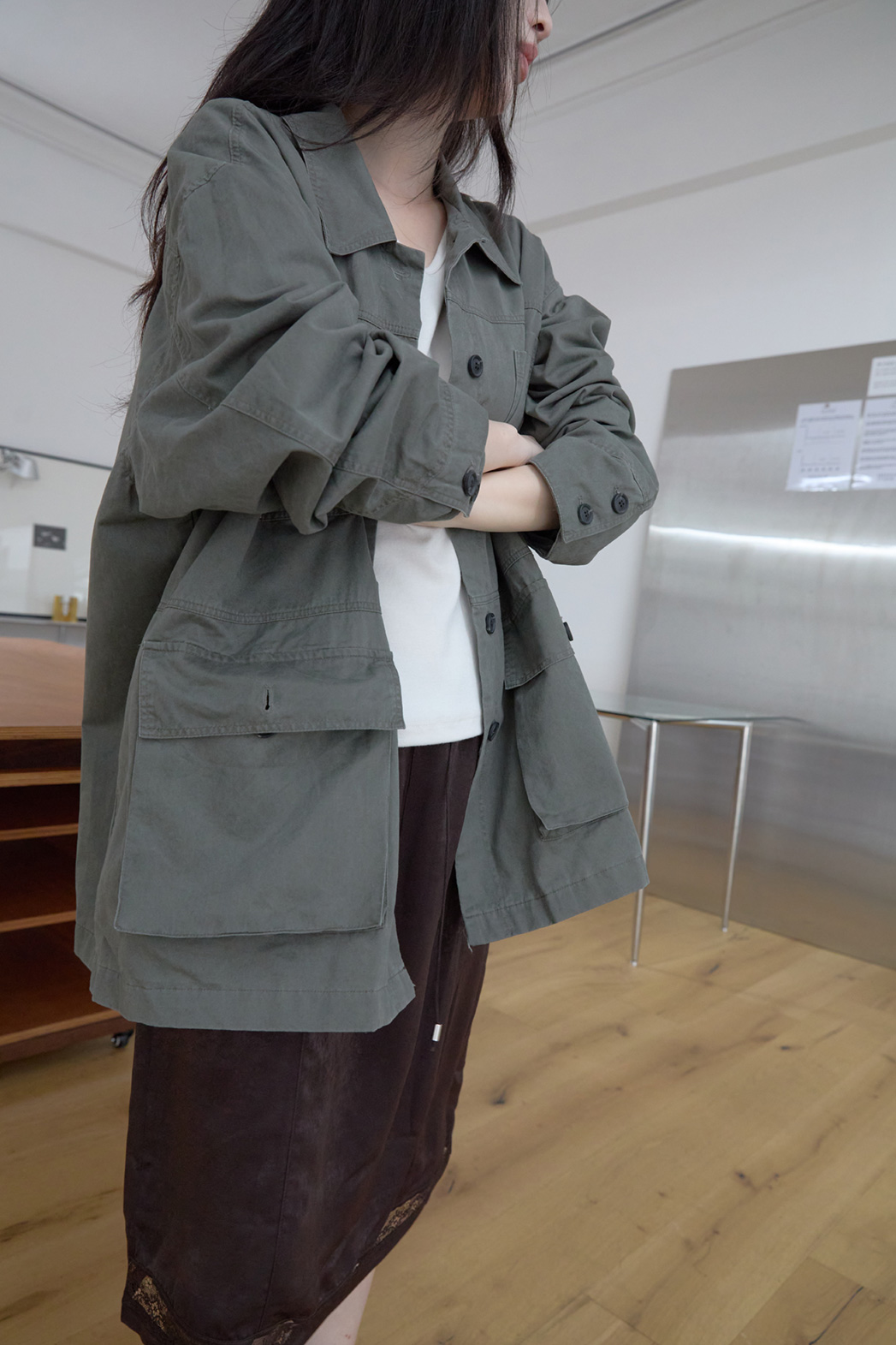 コットンボタンポケットオーバーサイズルーズ無地ジャケットFW | 詳細画像39
