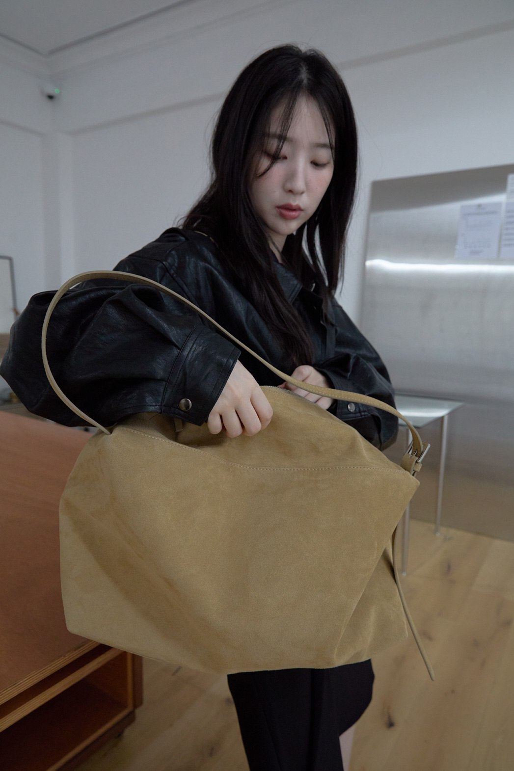 レザー調カラーオーバーサイズルーズ無地ジャンパーFW | 詳細画像14