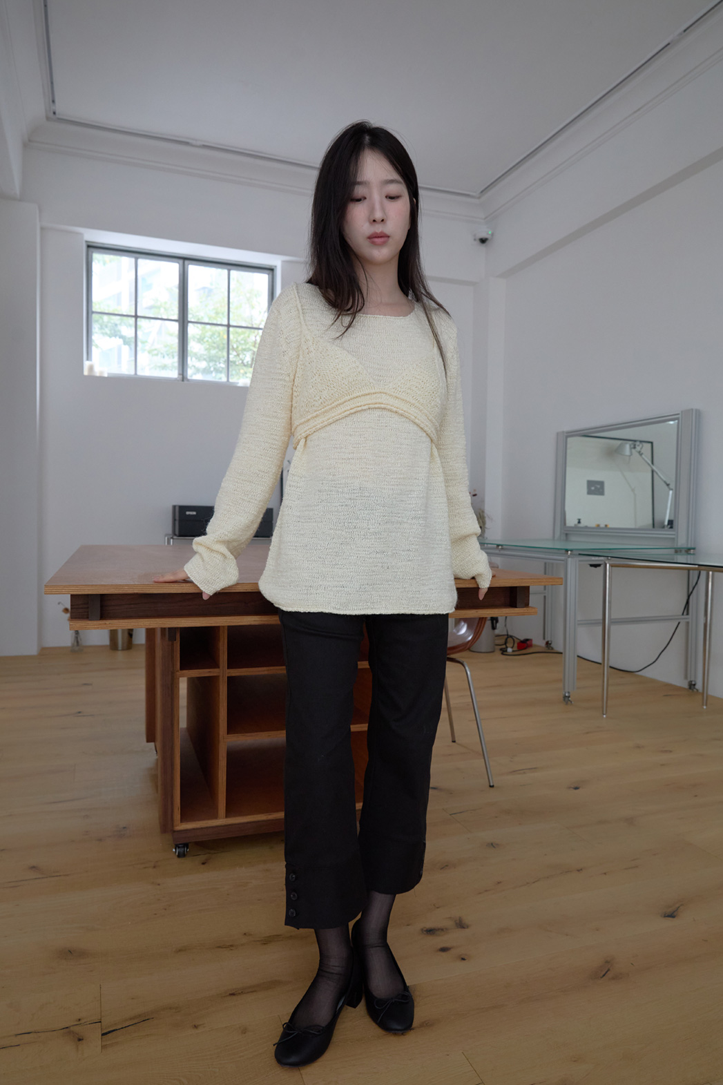 モヘア混オーバーサイズルーズ無地ニットFW | 詳細画像13