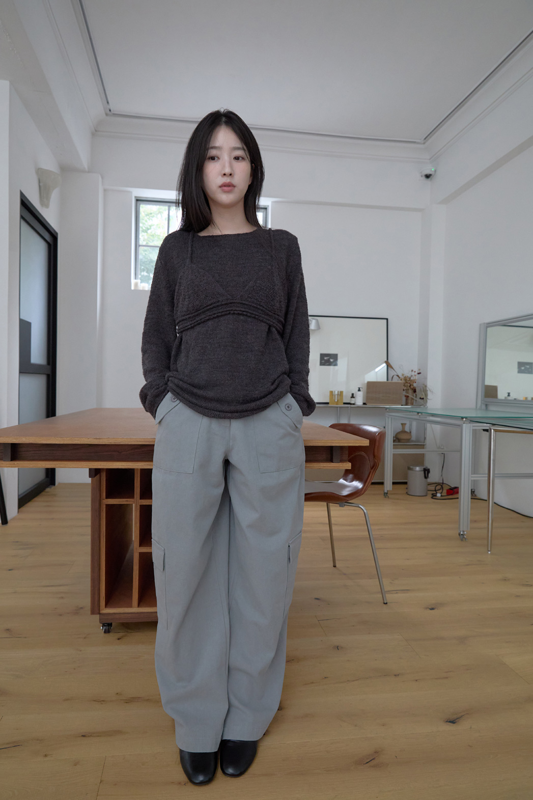 モヘア混オーバーサイズルーズ無地ニットFW | 詳細画像18