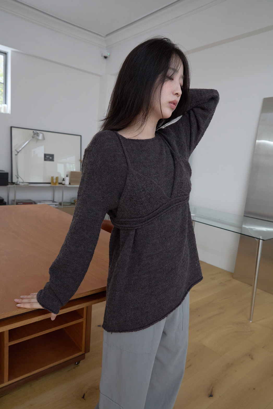 モヘア混オーバーサイズルーズ無地ニットFW | 詳細画像24