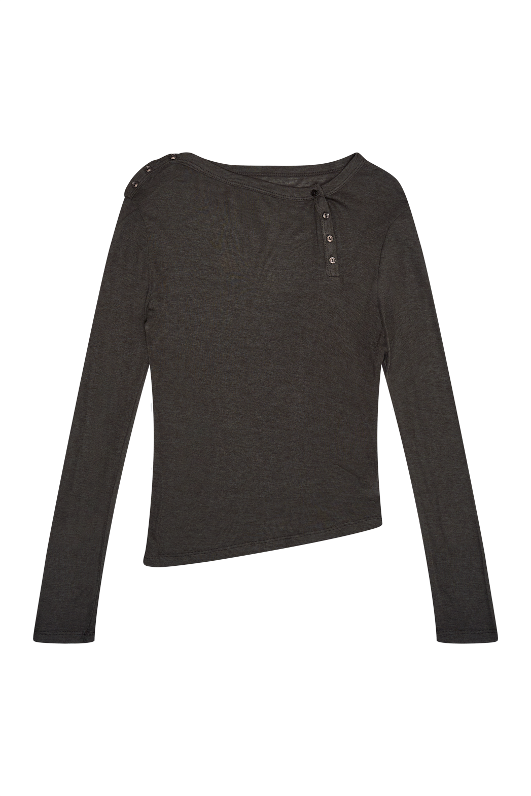 ウール混ボタンボートネックスリムリブ無地TシャツFW | 詳細画像24