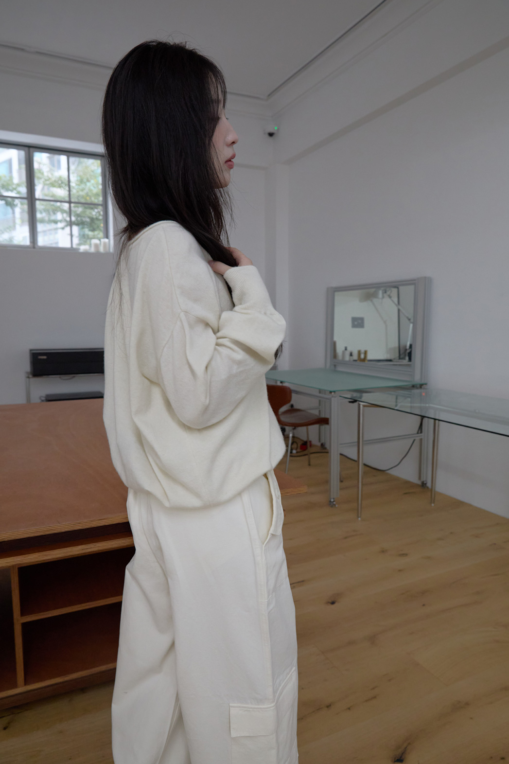 ウール混Vネックオーバーサイズルーズ無地ニットFW | 詳細画像5