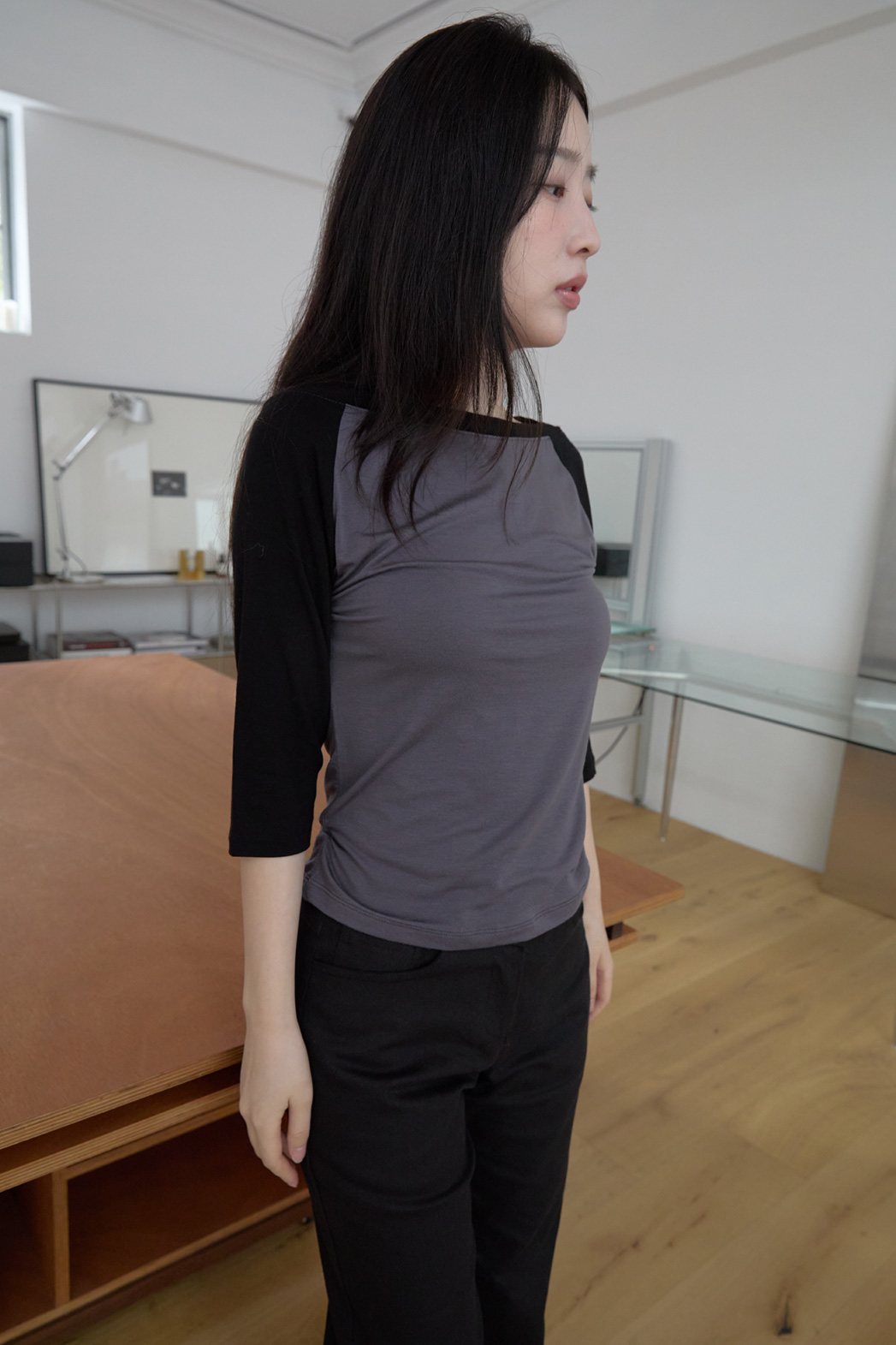 ラグランクロップドスリム無地TシャツFW | 詳細画像12