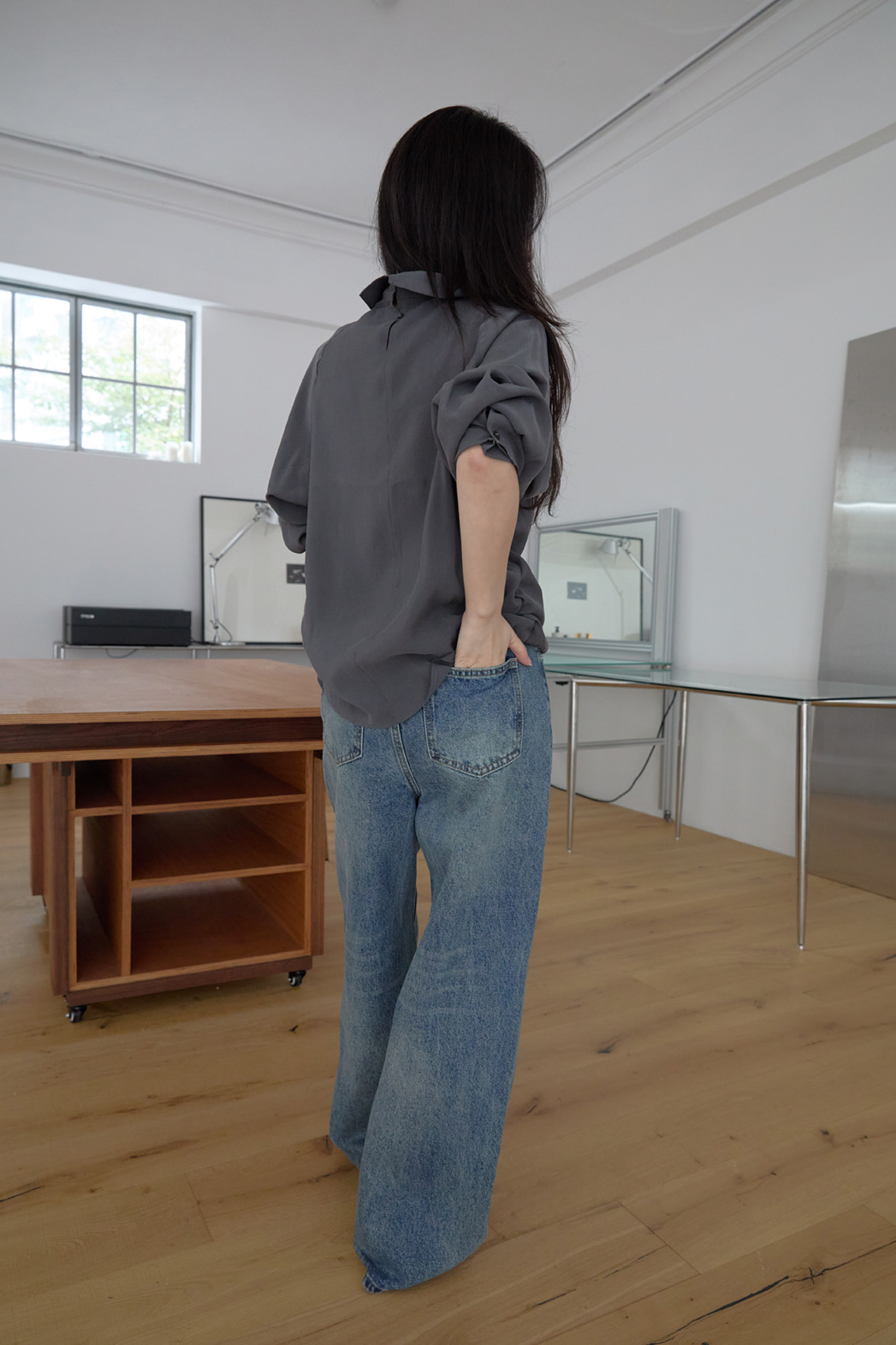 コットンワイド無地デニムパンツオールシーズン | 詳細画像4