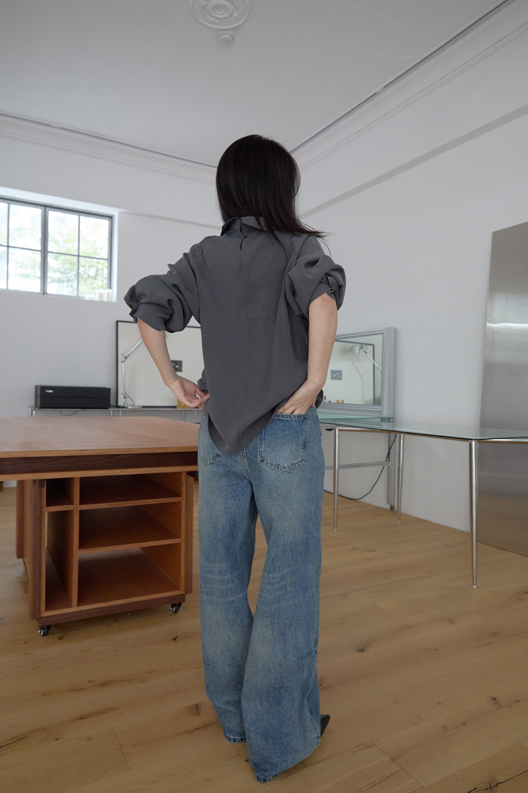 コットンワイド無地デニムパンツオールシーズン | 詳細画像5
