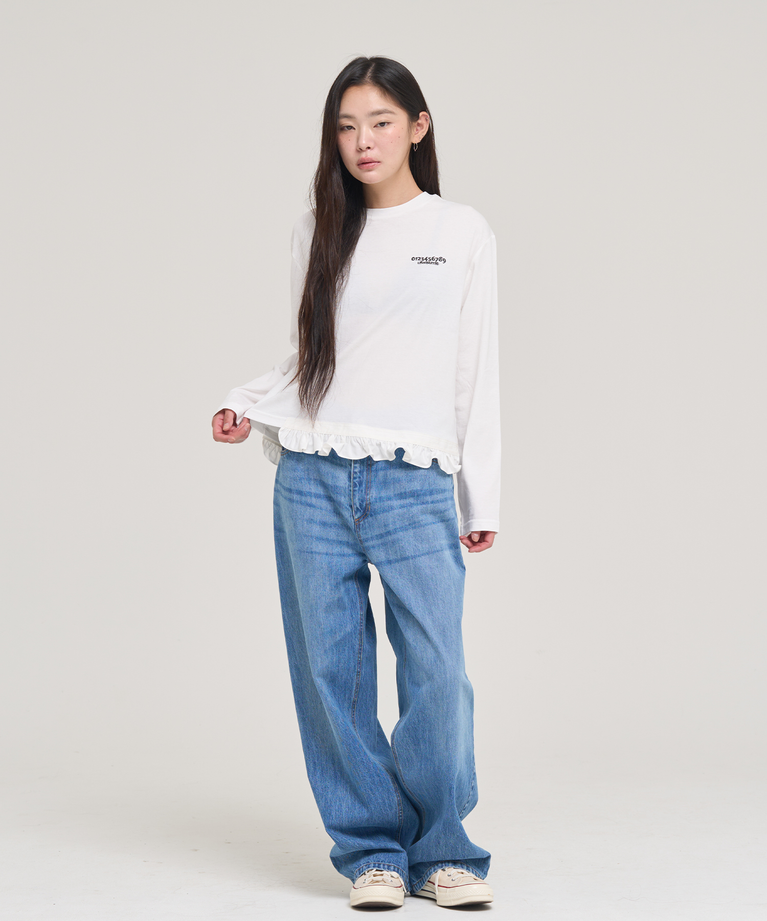 フリル長袖プリントTシャツ | 詳細画像2