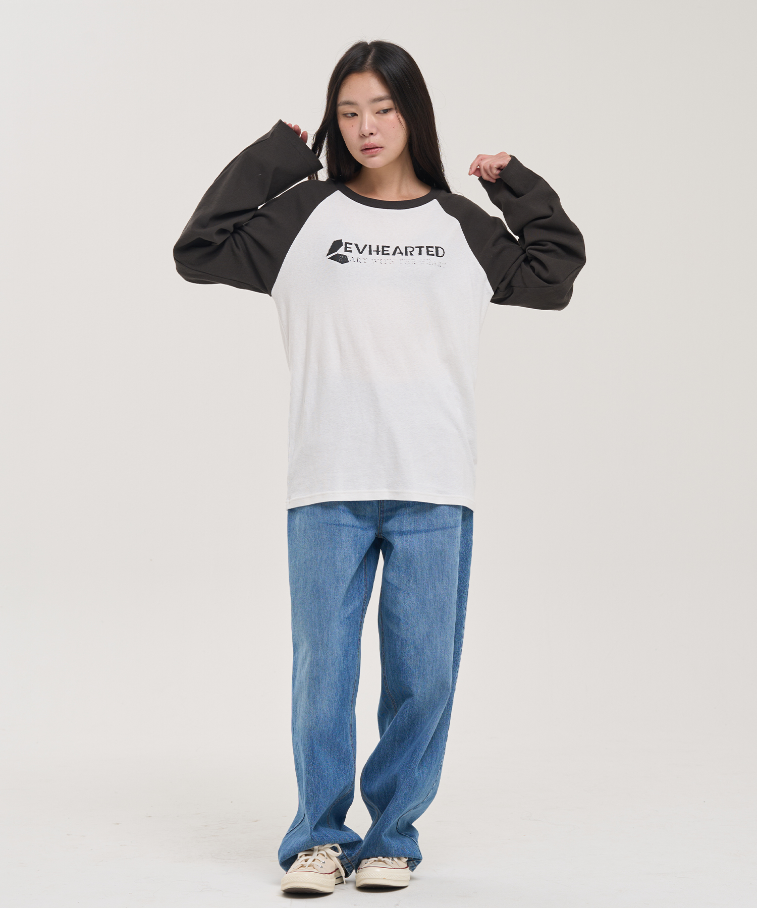 配色ラグランルーズ長袖Tシャツ | 詳細画像3