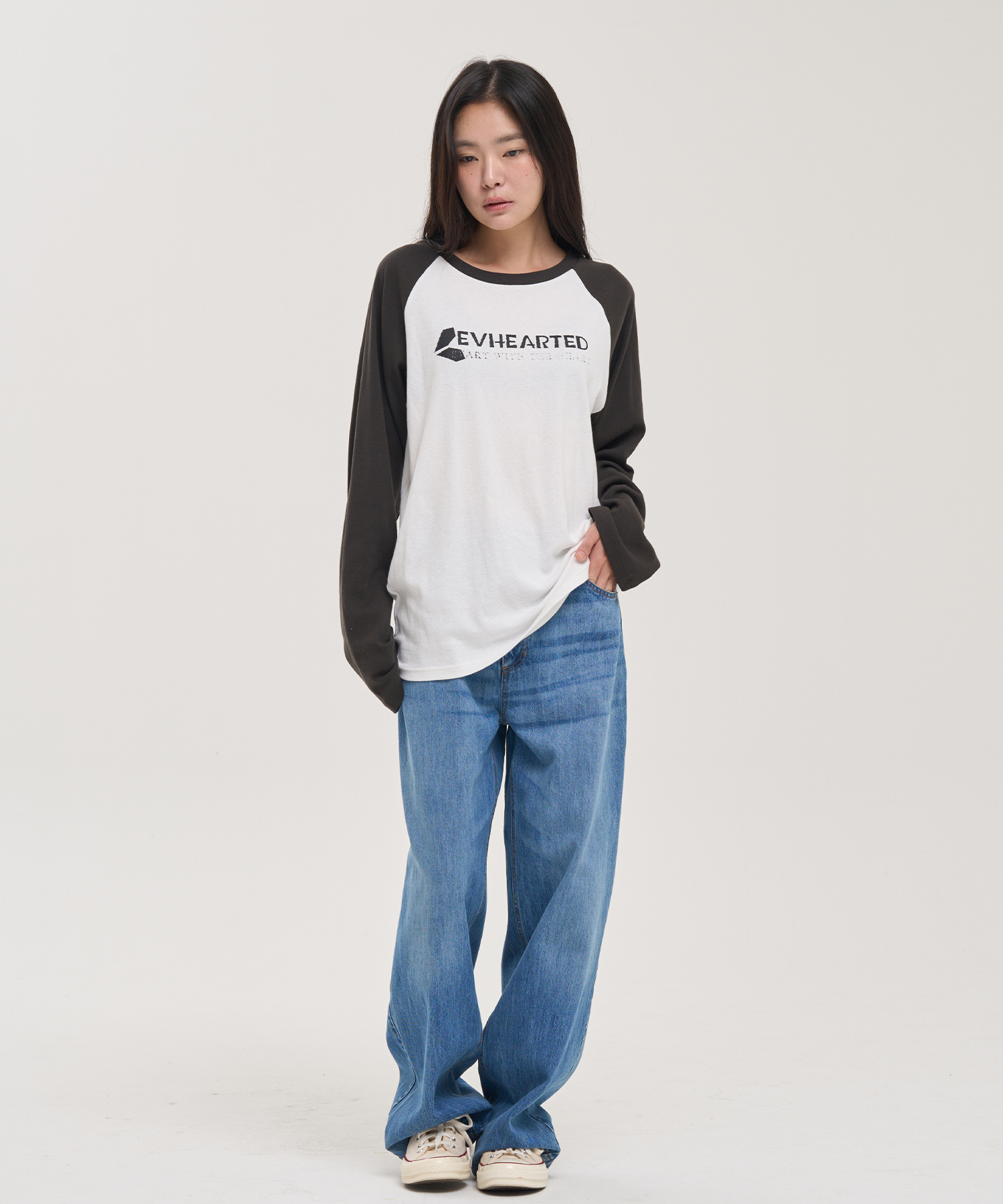 配色ラグランルーズ長袖Tシャツ | 詳細画像4