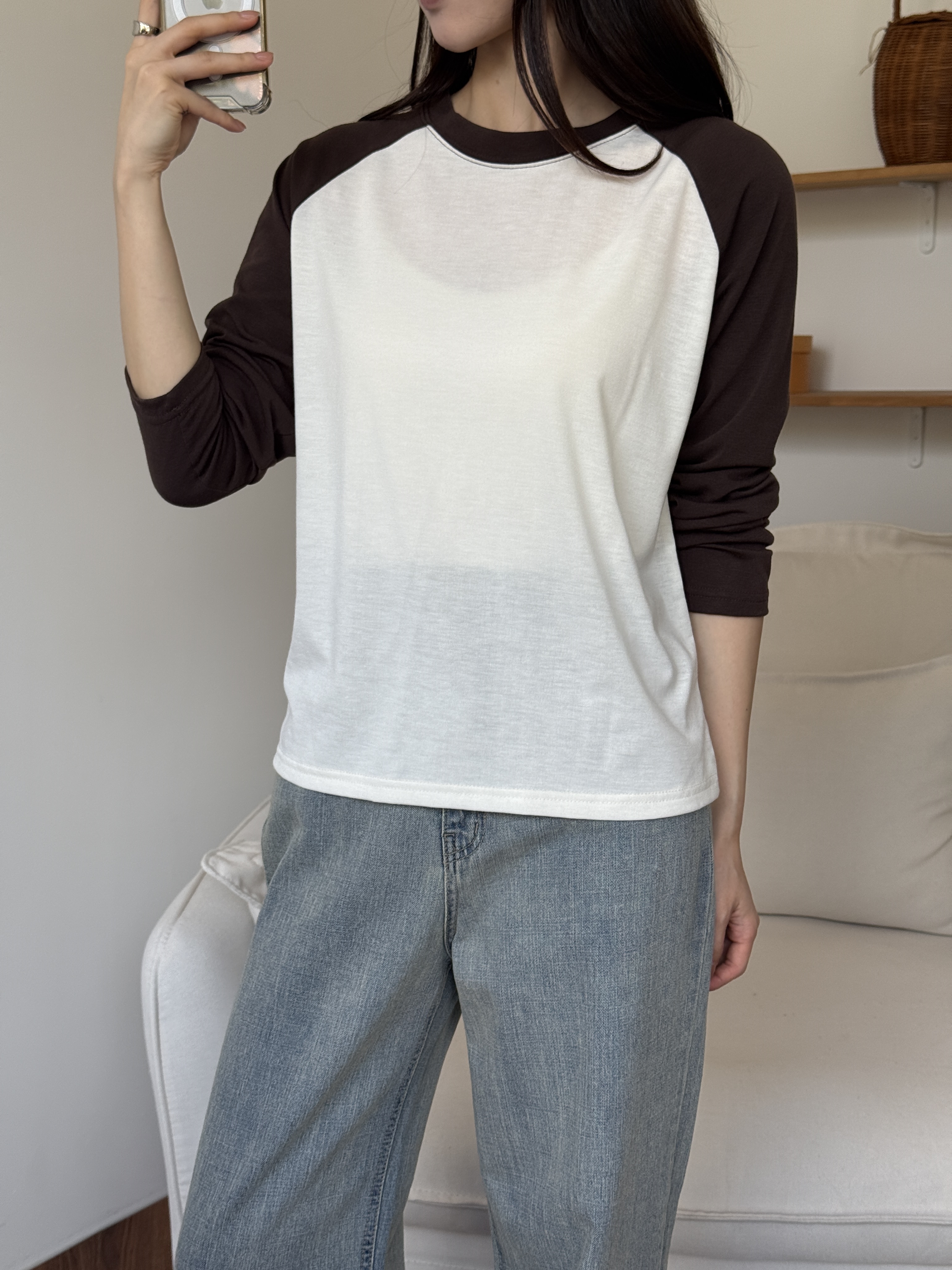 ラグランスリム長袖配色Tシャツ | 詳細画像10