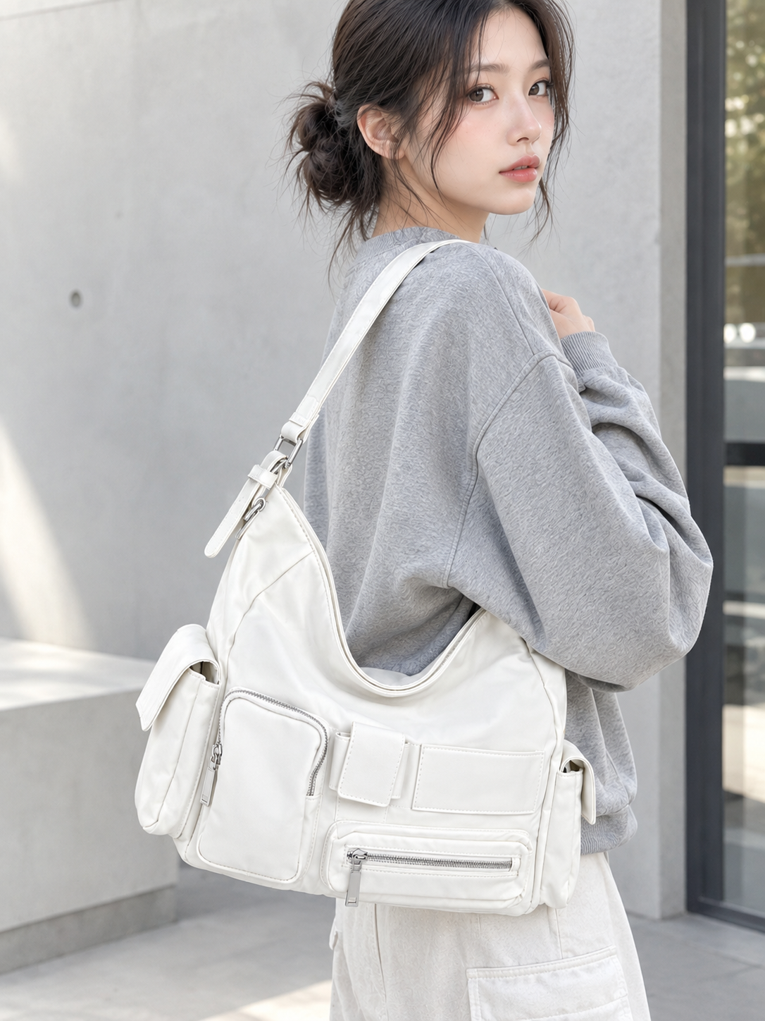レザー調ショルダーバッグショルダーバッグ2WAYストラップセット(バックルあり) | 詳細画像8