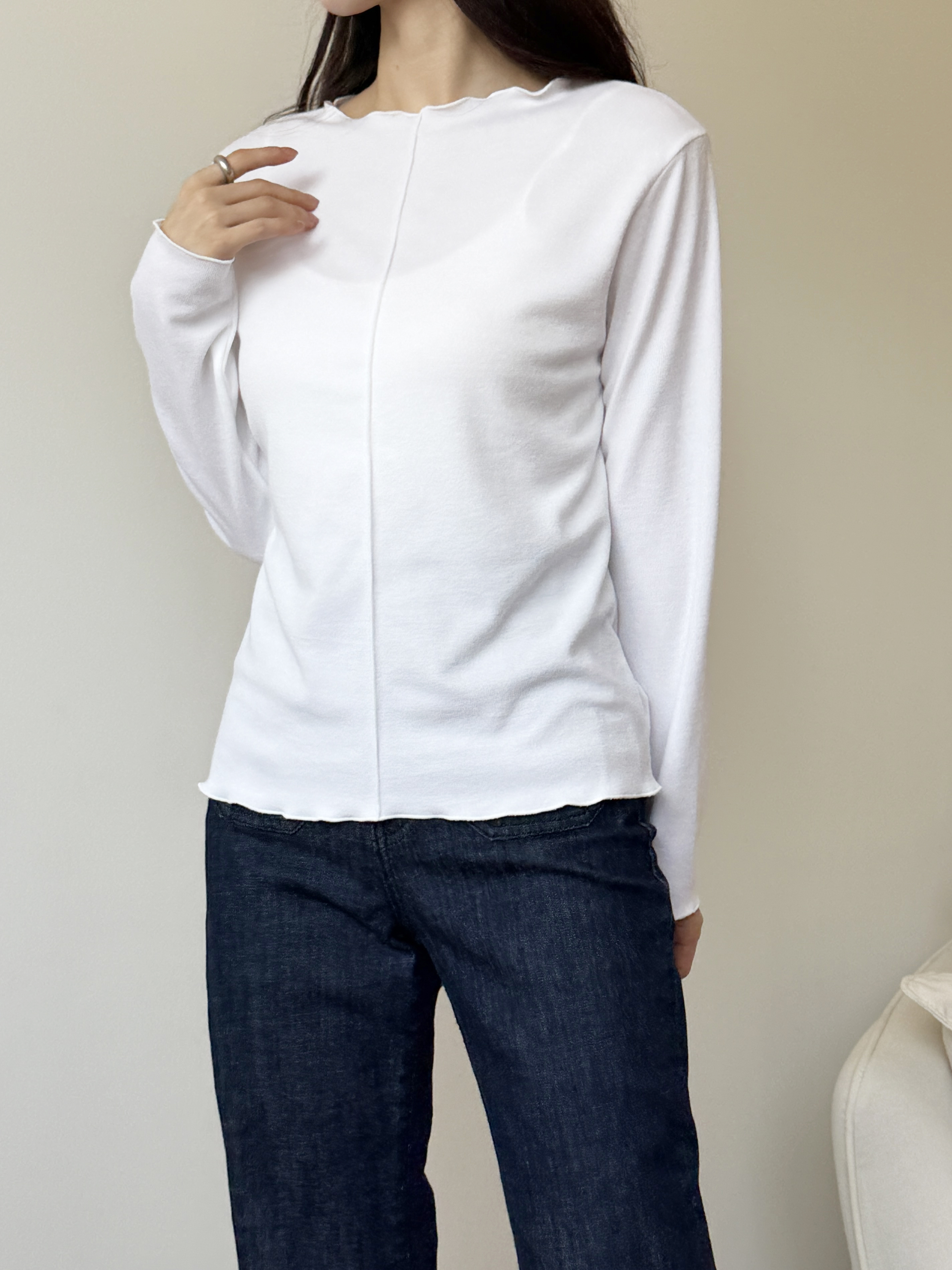 ストレッチラウンドネックライン長袖Tシャツ | 詳細画像5