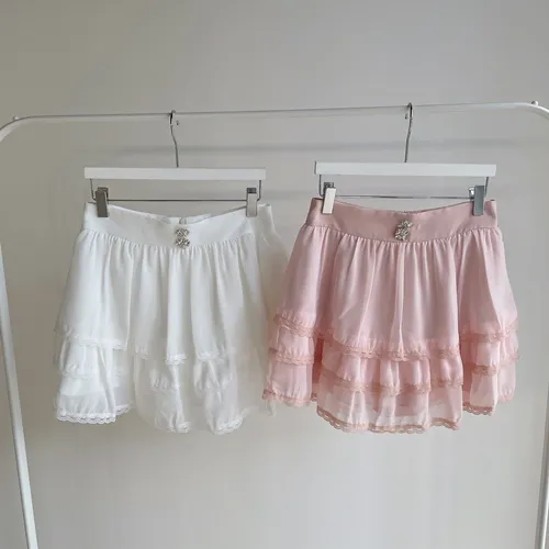 シフォンレースビジューボタンミニポイントスカート | mirangmirang | 詳細画像27