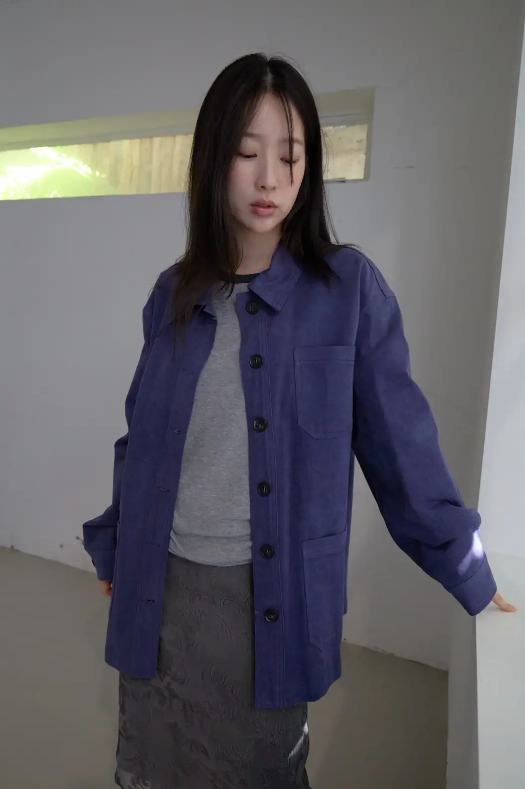 コットンオーバーサイズルーズアウトポケット無地ジャケットFW | 詳細画像1