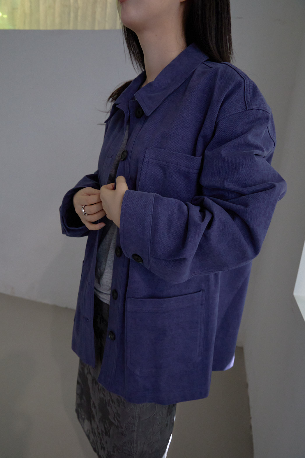 コットンオーバーサイズルーズアウトポケット無地ジャケットFW | 詳細画像11