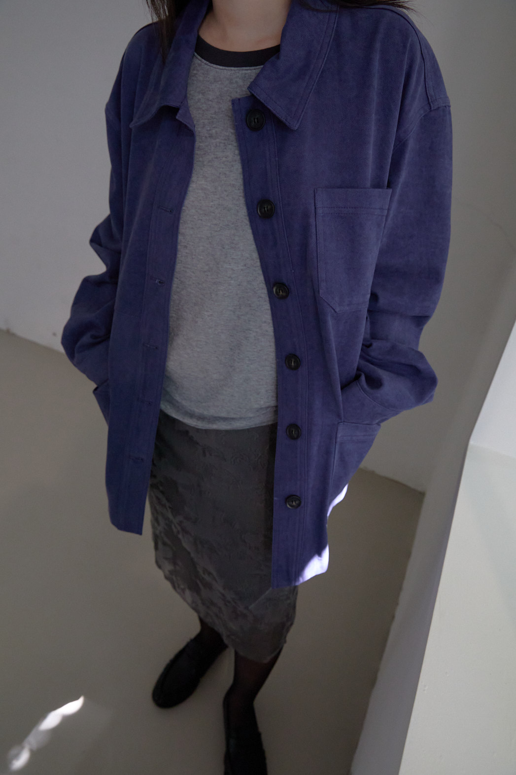 コットンオーバーサイズルーズアウトポケット無地ジャケットFW | 詳細画像14