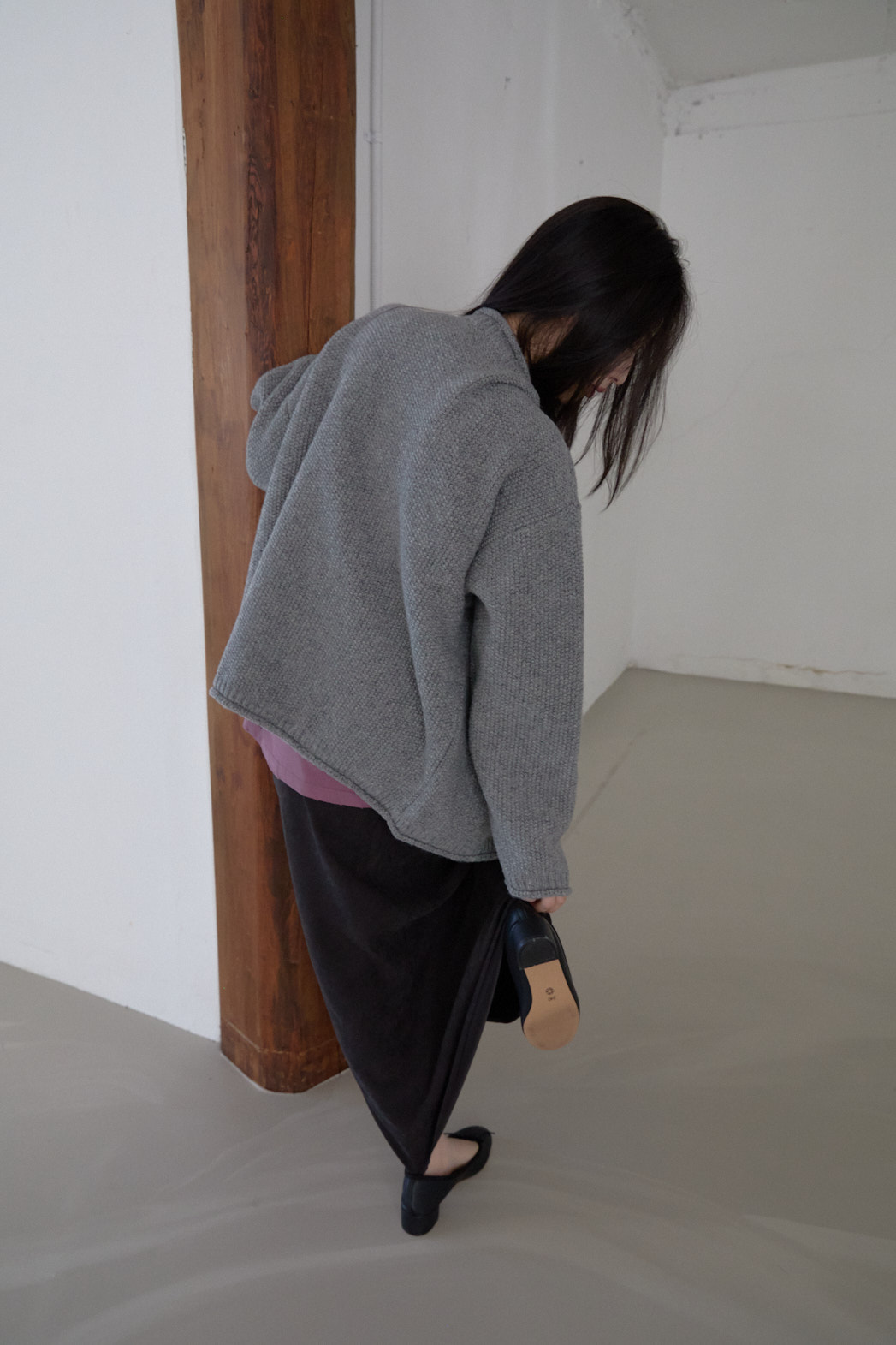 ウールダブルジップオーバーサイズルーズツーポケット無地ニットジャンパーFW | 詳細画像25