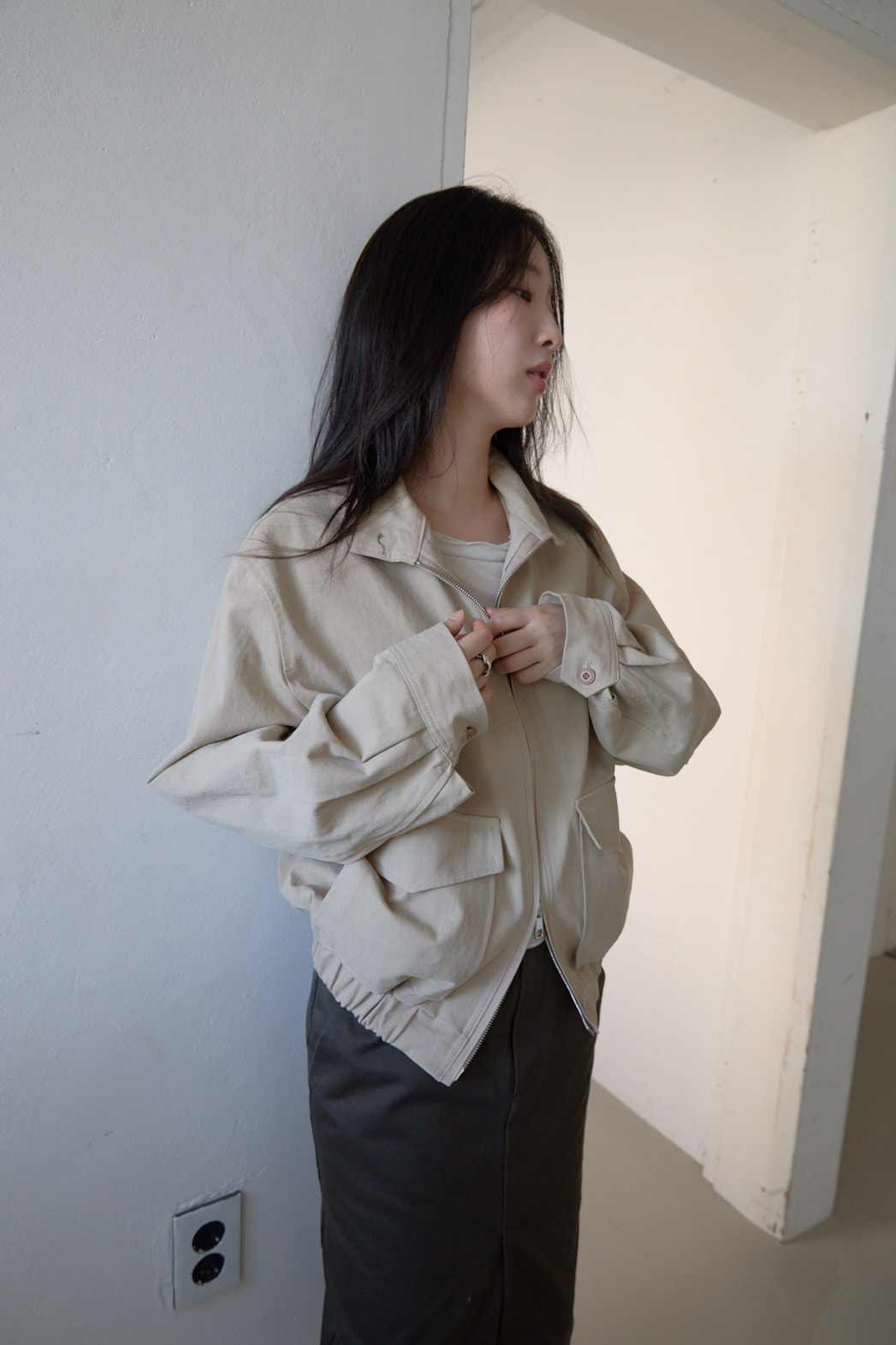 コットンハイネックアジャストツーポケットフラップポケット無地ジャンパーFW | 詳細画像29