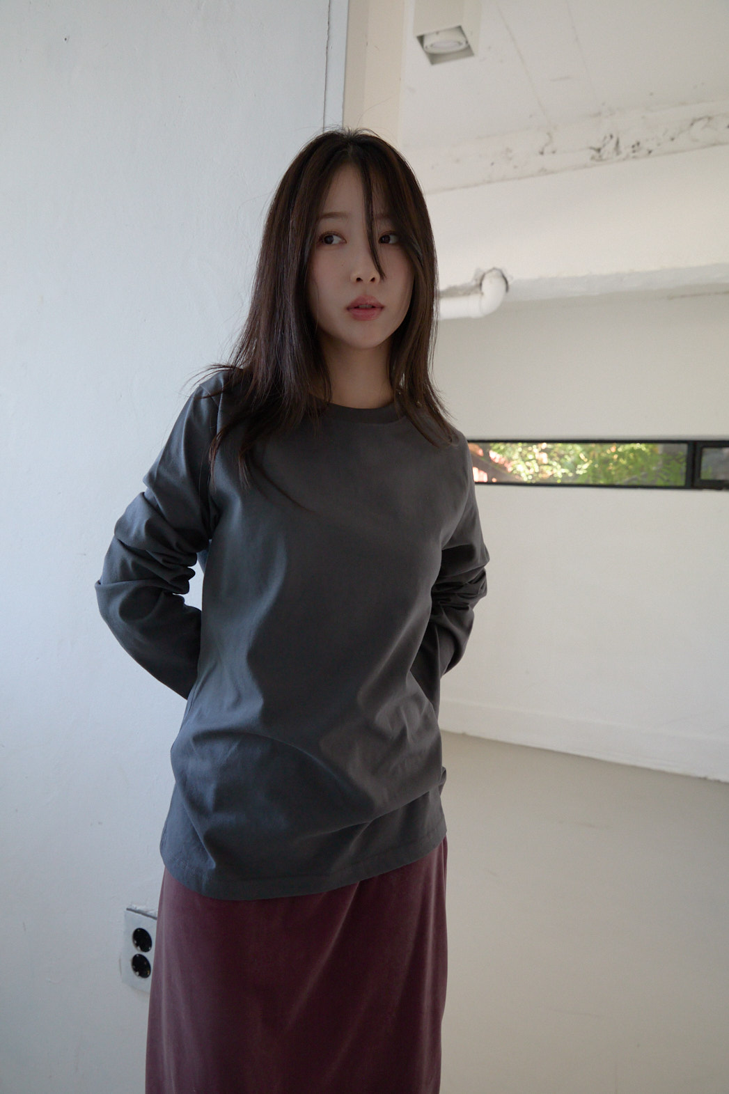 ラウンドネックベーシックオーバーサイズルーズ無地TシャツFW | 詳細画像7