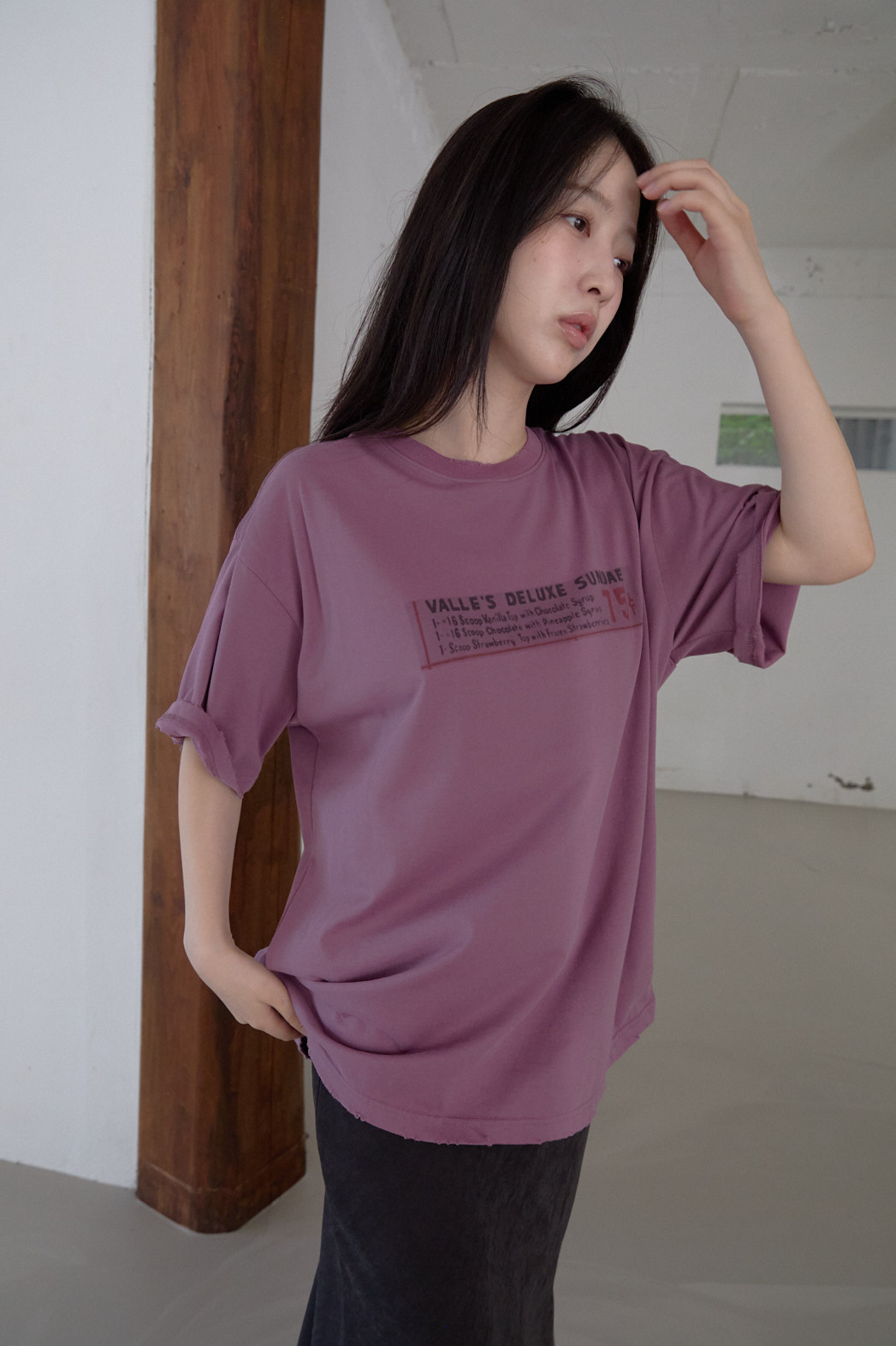 ベーシックオーバーサイズルーズ半袖レタリングTシャツオールシーズン | 詳細画像7