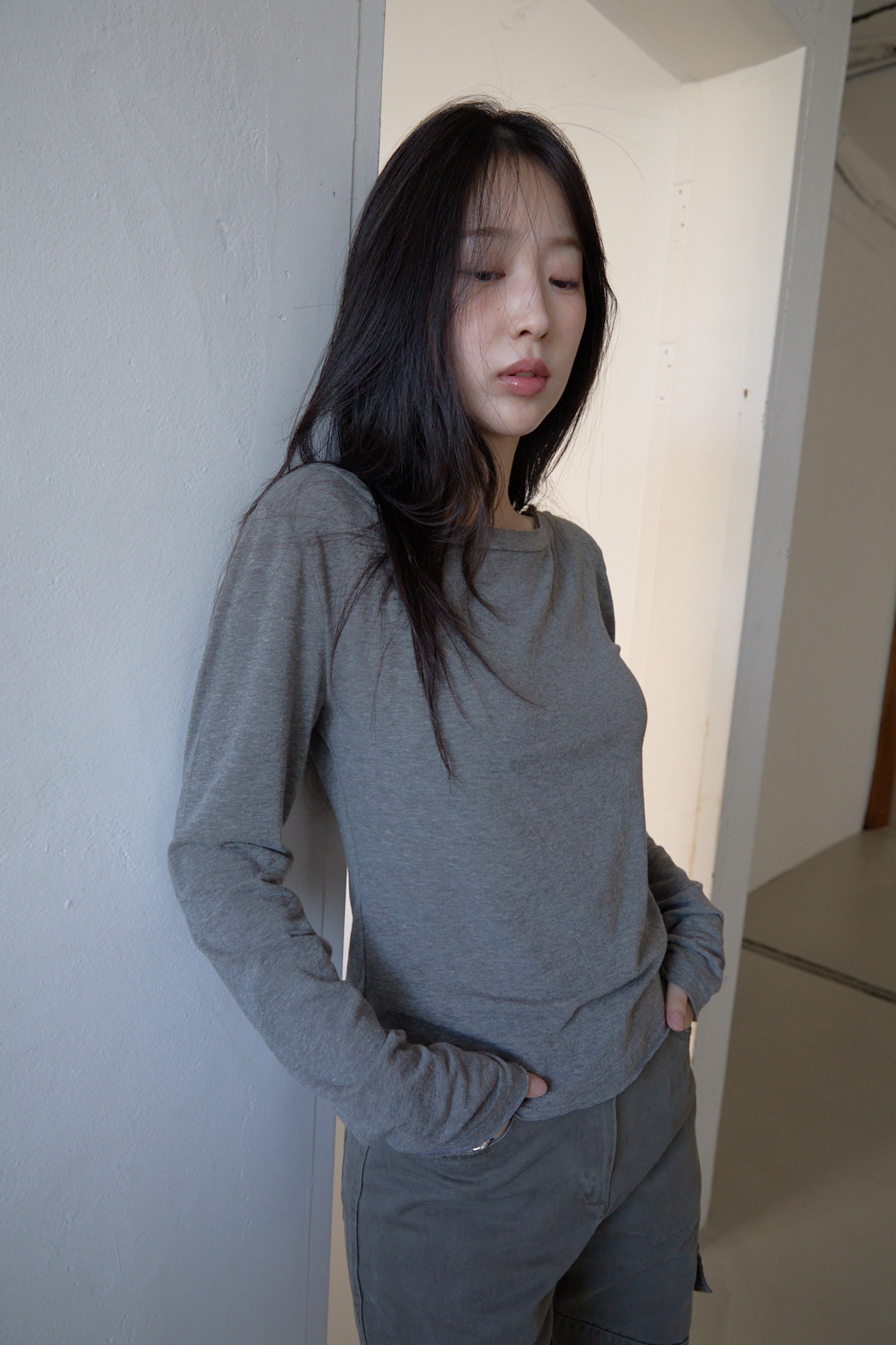 起毛アンゴラ混ボートネック無地TシャツFW | 詳細画像18