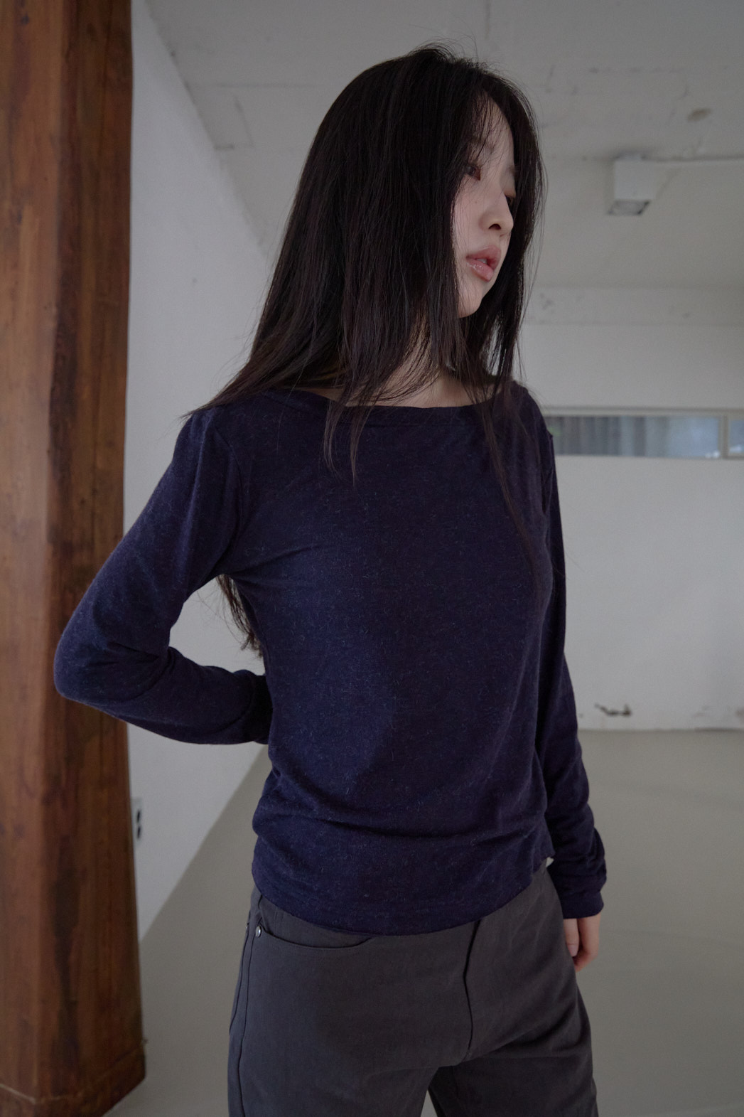起毛アンゴラ混ボートネック無地TシャツFW | 詳細画像28