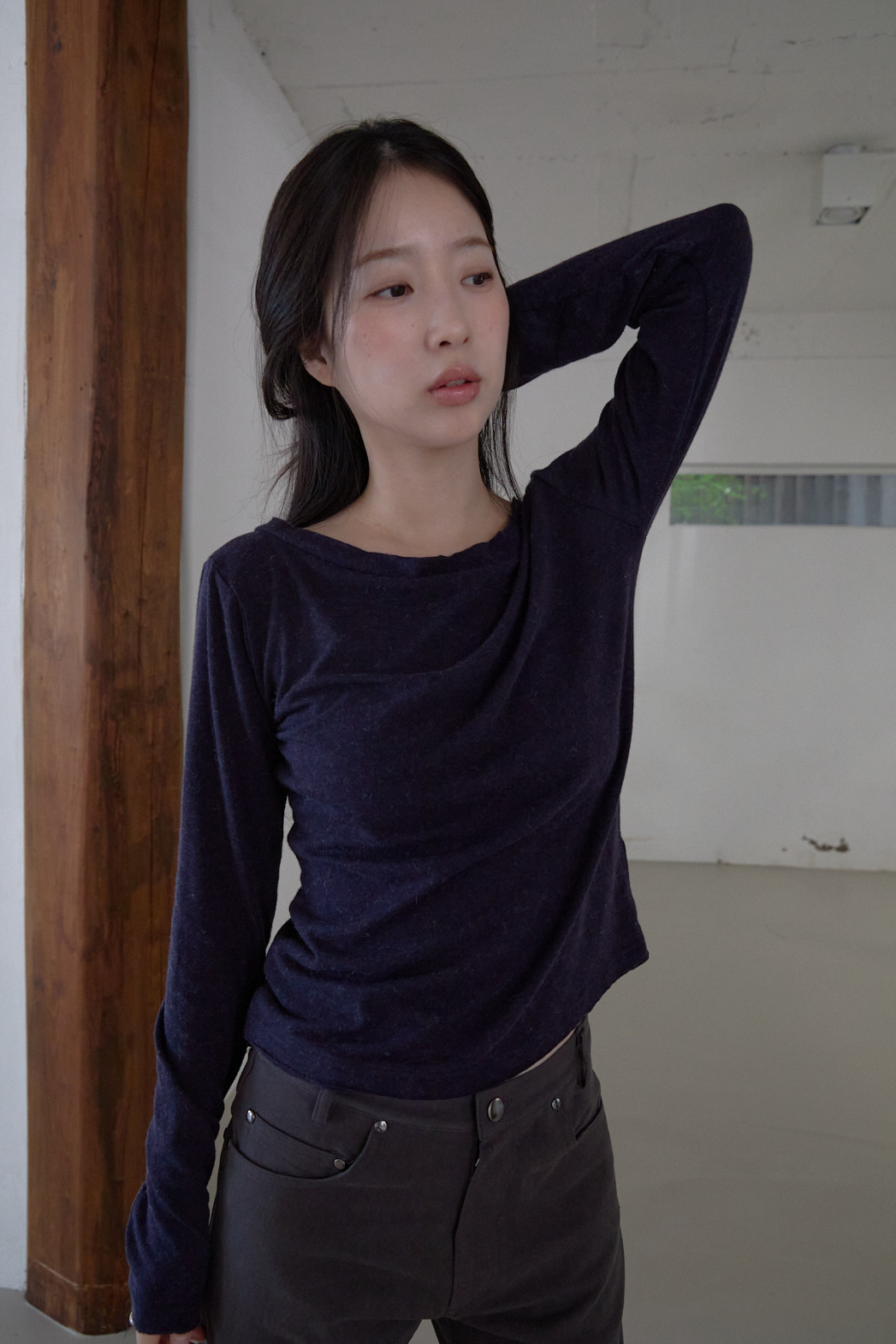 起毛アンゴラ混ボートネック無地TシャツFW | 詳細画像31