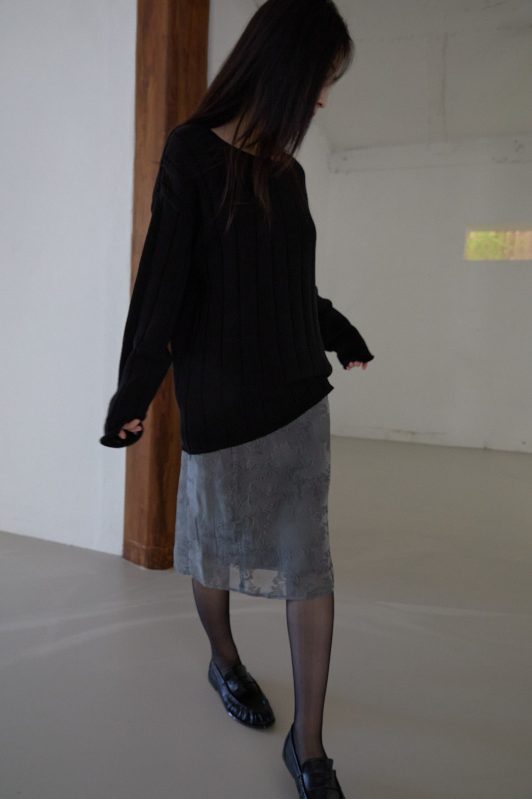 コットンラウンドネックオーバーサイズルーズリブ無地ニットFW | 詳細画像18