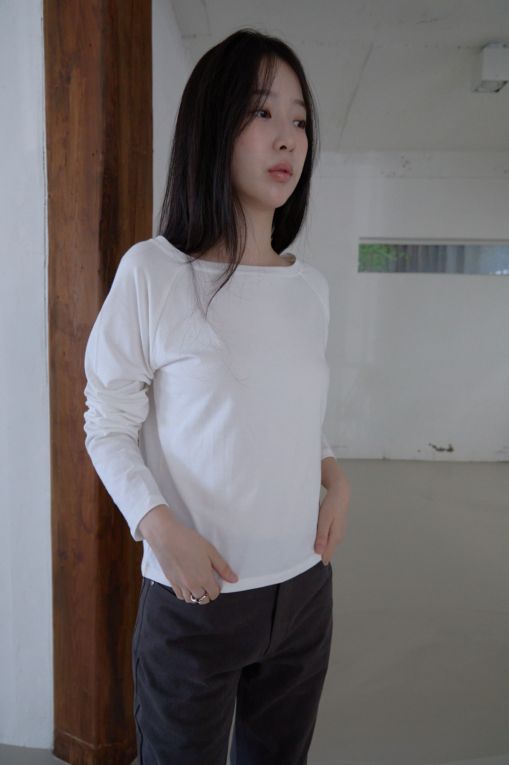 ボートネックベーシックラグラン無地TシャツFW | 詳細画像6