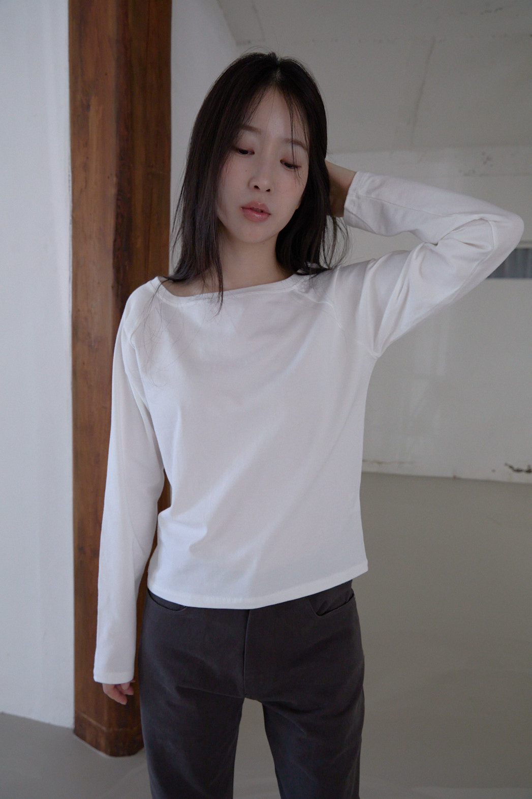 ボートネックベーシックラグラン無地TシャツFW | 詳細画像12