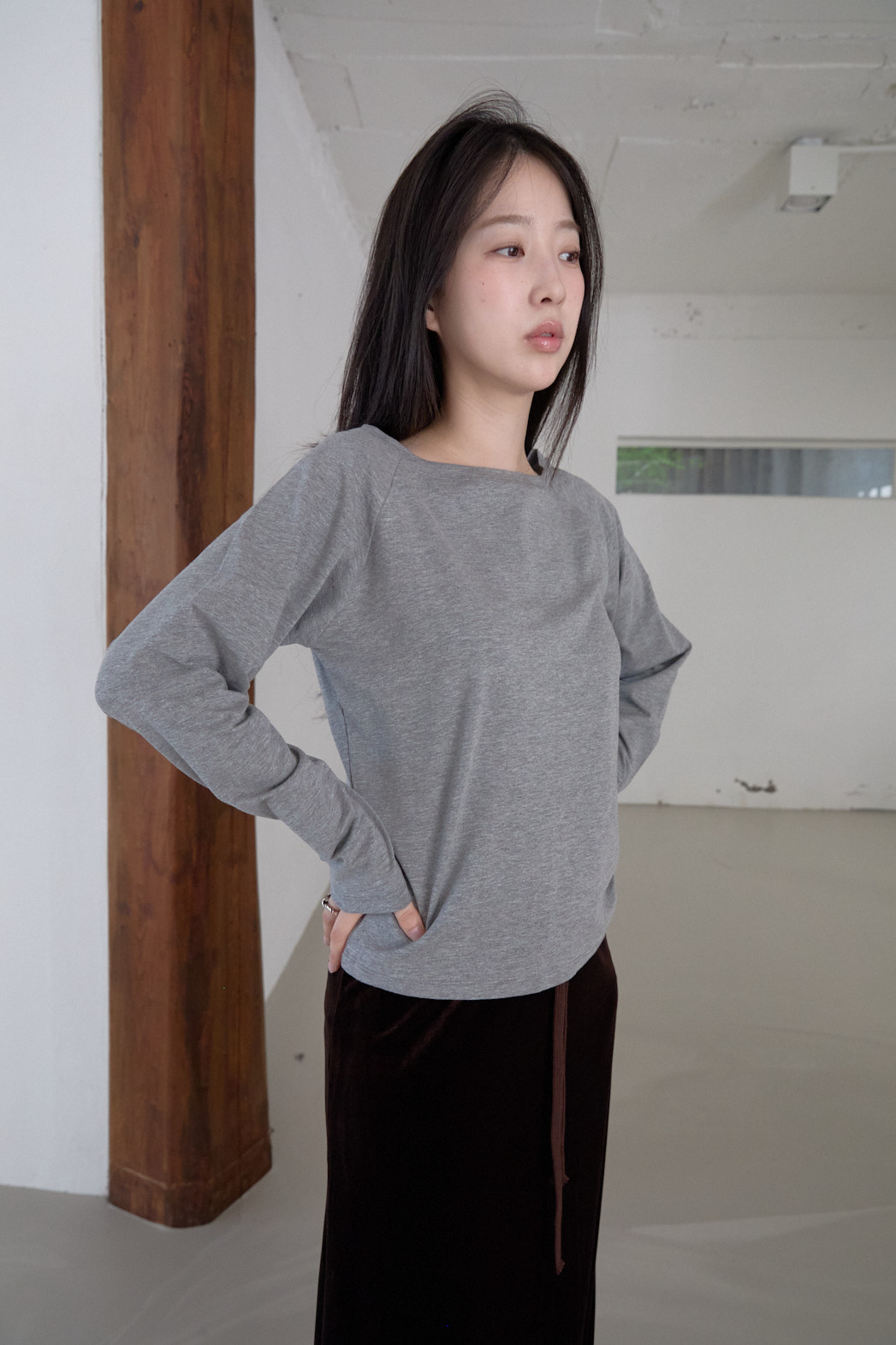 ボートネックベーシックラグラン無地TシャツFW | 詳細画像19