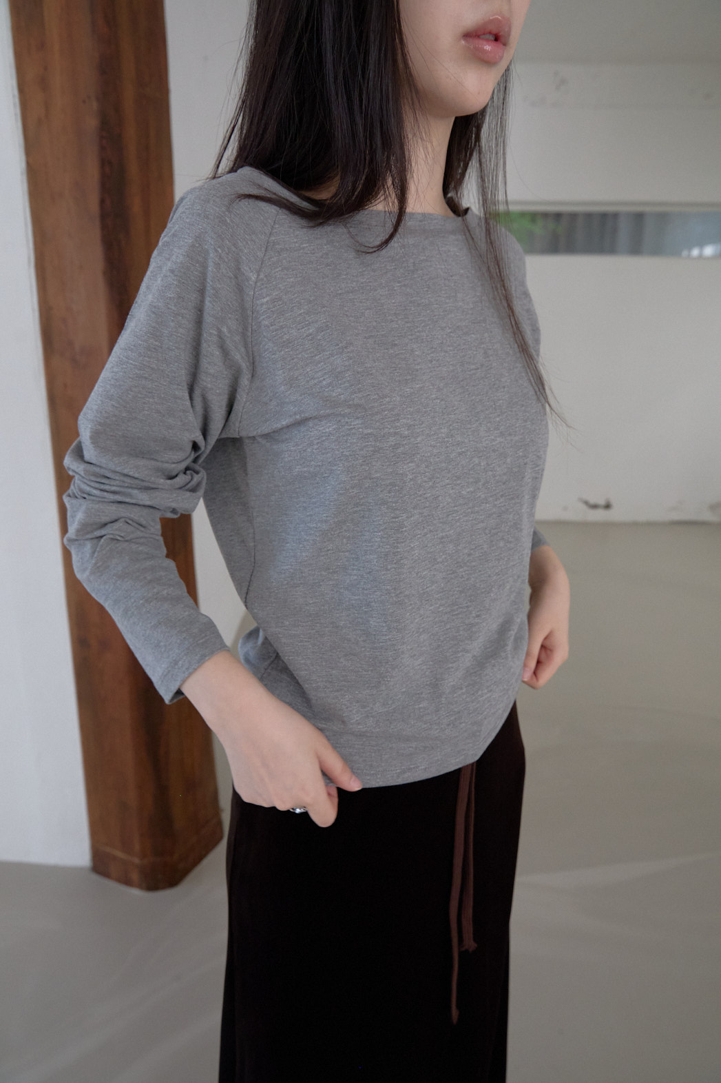 ボートネックベーシックラグラン無地TシャツFW | 詳細画像23
