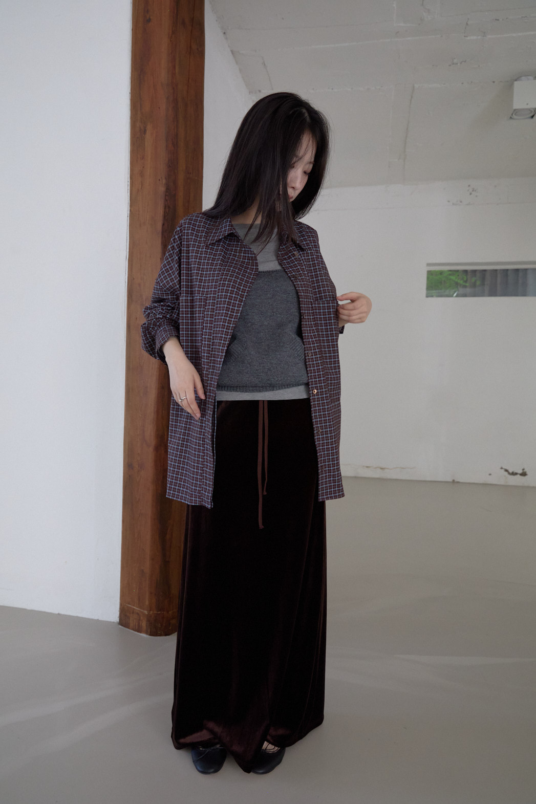 ボタンカラーオーバーサイズルーズチェックシャツFW | 詳細画像2