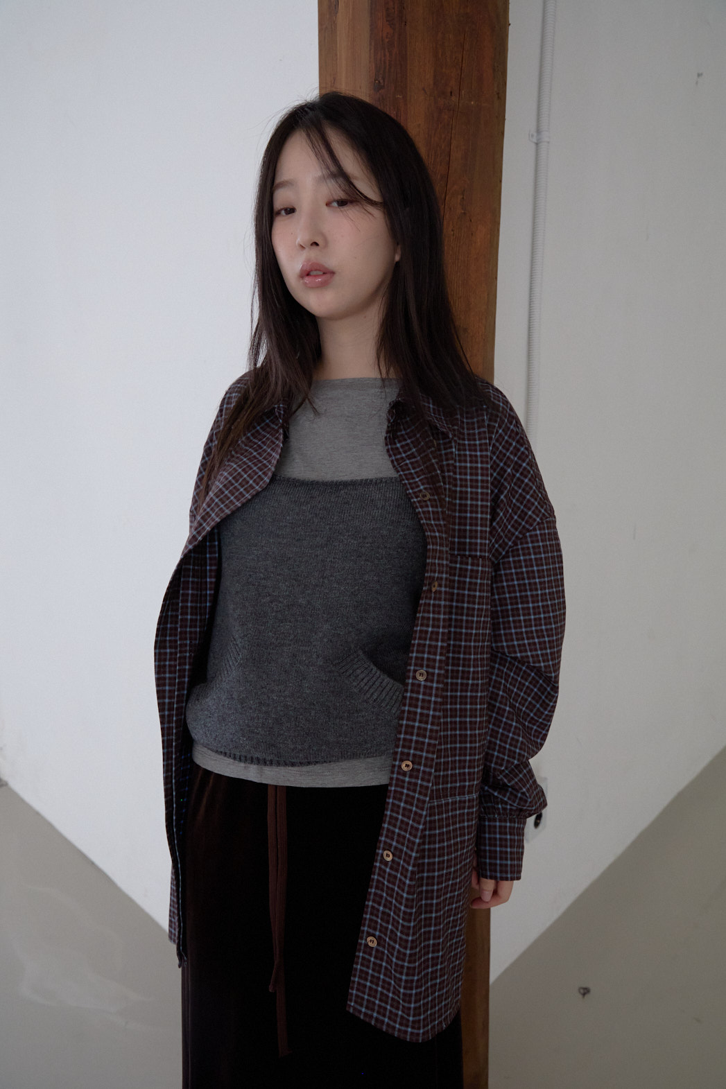 ボタンカラーオーバーサイズルーズチェックシャツFW | 詳細画像8