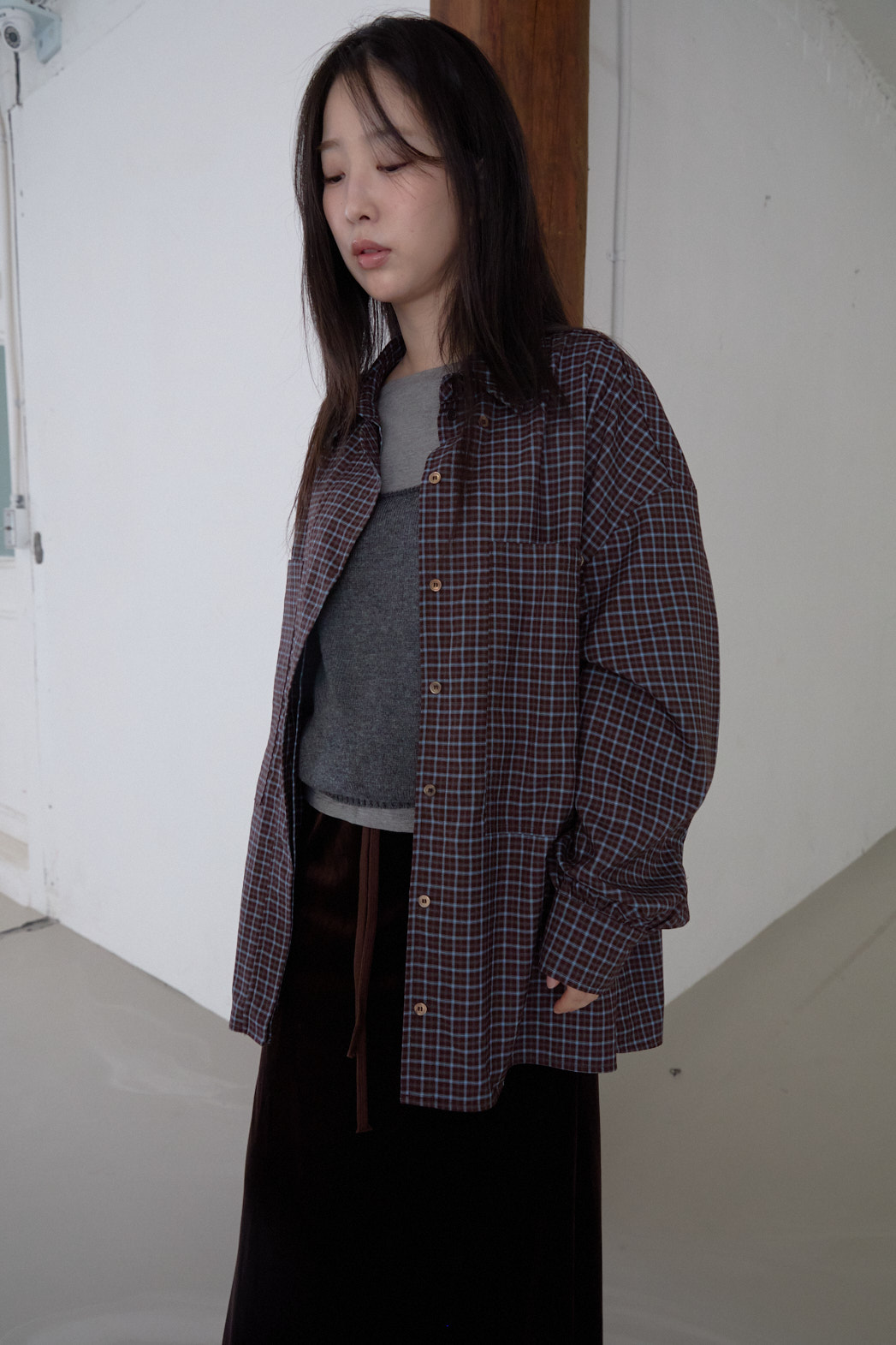 ボタンカラーオーバーサイズルーズチェックシャツFW | 詳細画像10