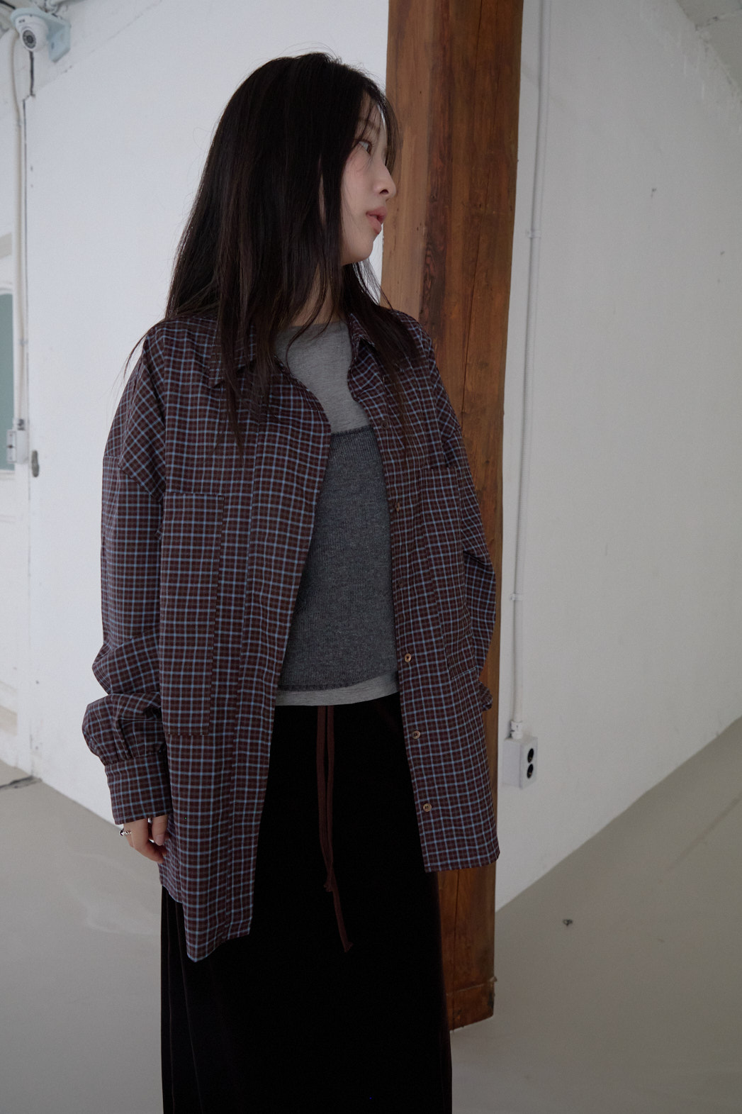 ボタンカラーオーバーサイズルーズチェックシャツFW | 詳細画像11