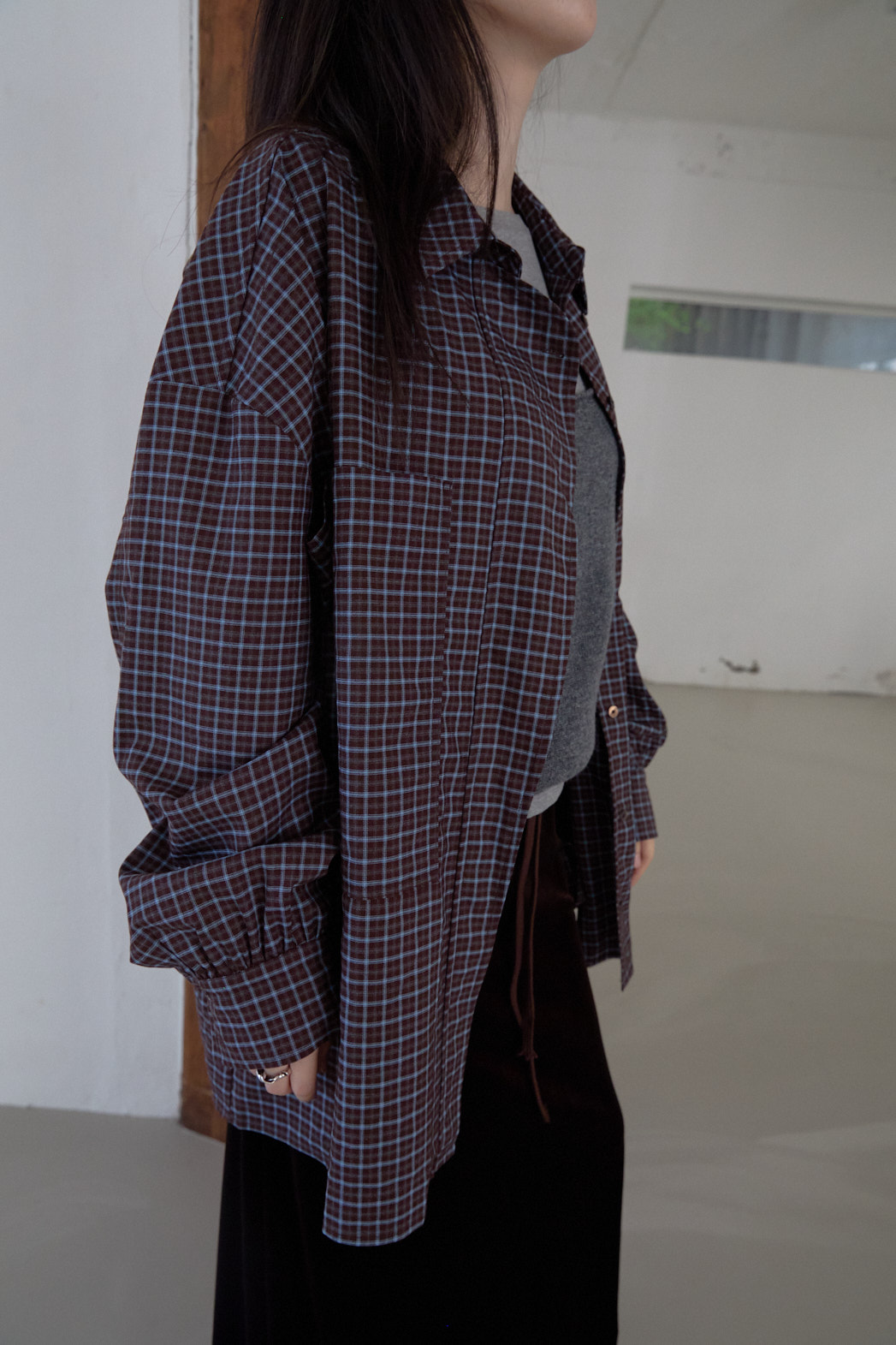 ボタンカラーオーバーサイズルーズチェックシャツFW | 詳細画像12