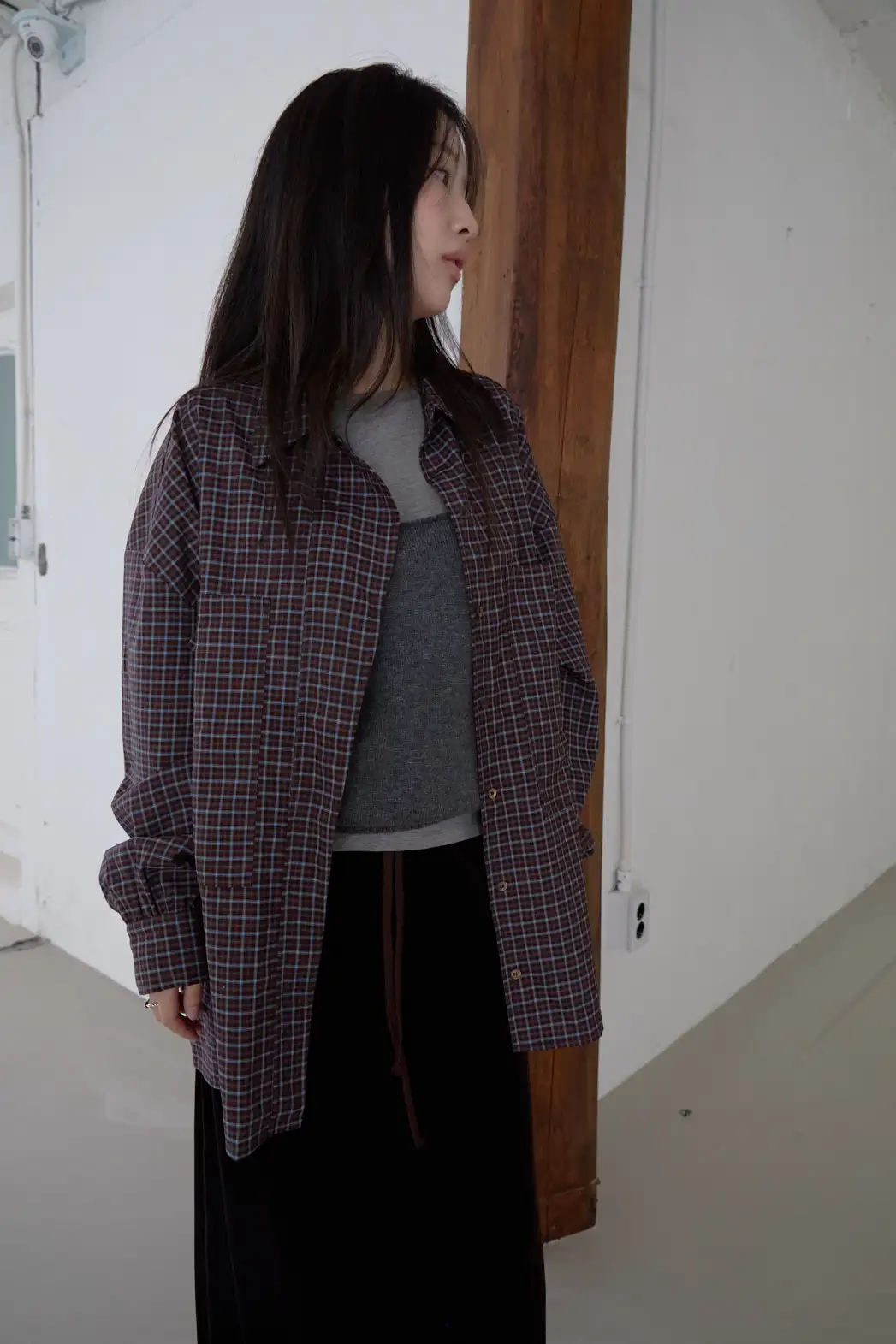 ボタンカラーオーバーサイズルーズチェックシャツFW | 詳細画像1
