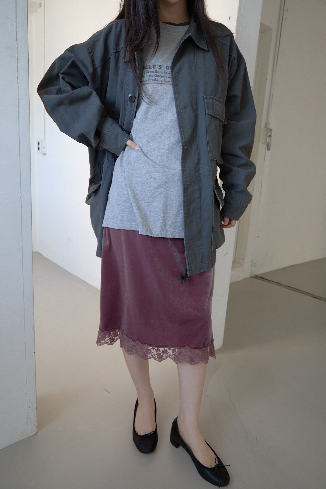 ベルベットレースミディレース無地スカートFW | 詳細画像23