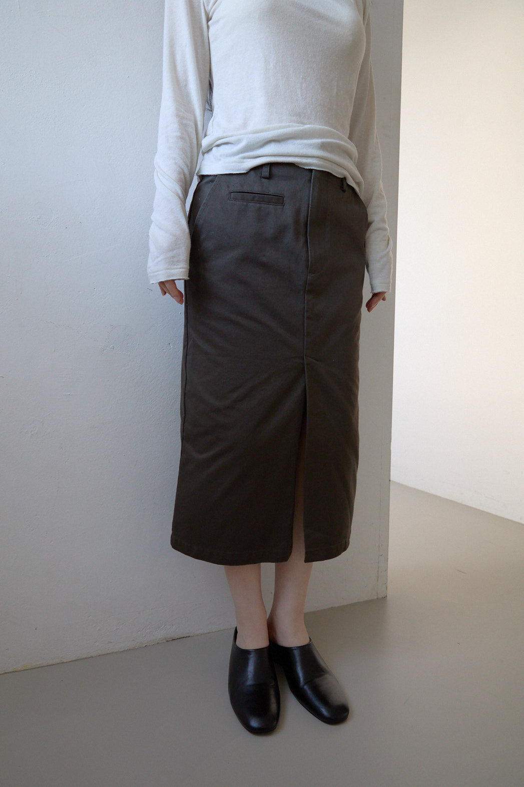 コットンスリットベーシックHライン無地スカートFW | 詳細画像6