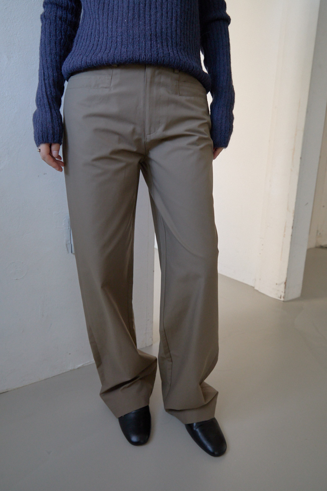 サテンベーシックストレートワイドダブルボタン無地パンツFW | 詳細画像9